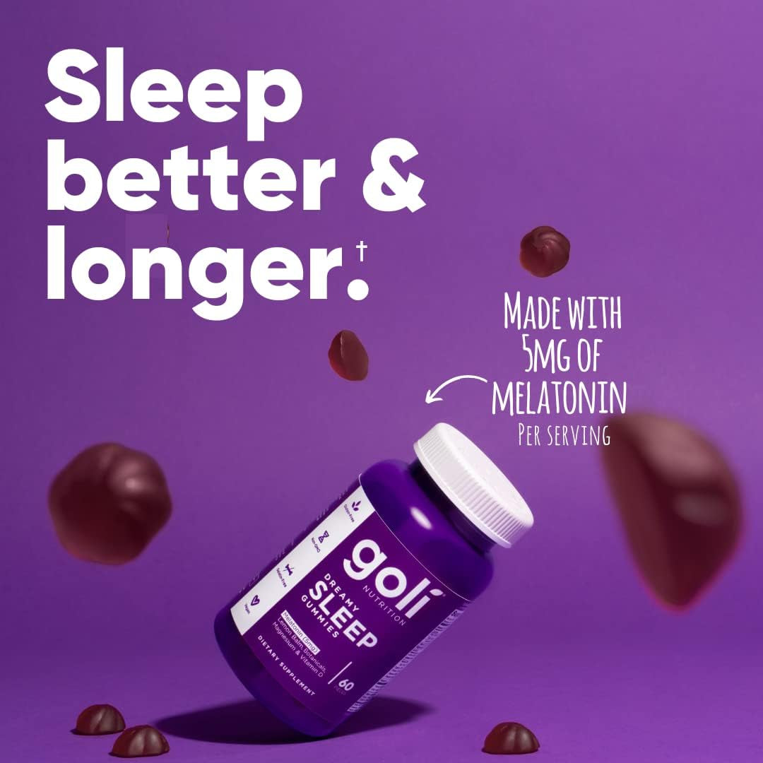 Goli Dreamy Sleep Gummies – 60 Gummies | Restful Sleep Support with Melatonin, Magnesium & Lemon Balm