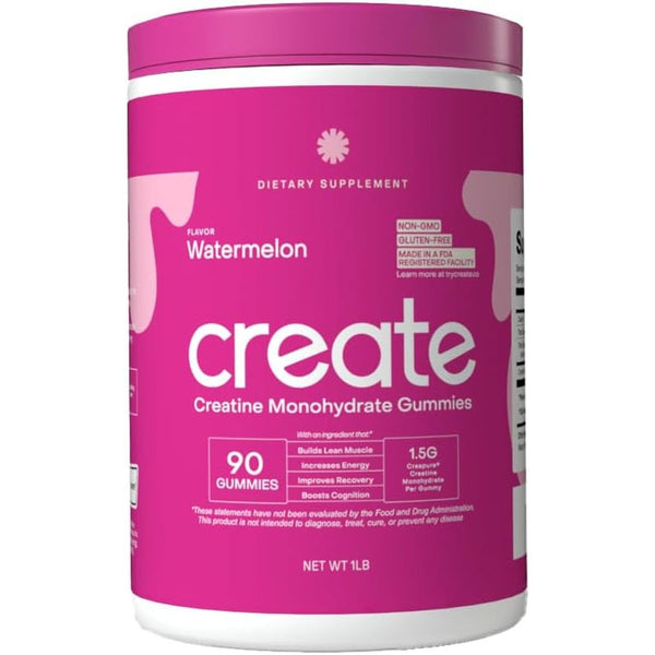 Creatine Monohydrate Gummies for Men & Women - Boost Focus, Strength, and Endurance, Anti-Melting Formula, Vegan, Gluten-Free, Non-Gmo, 1.5 Gram Creatine per Gummy (Watermelon, 90 Ct)