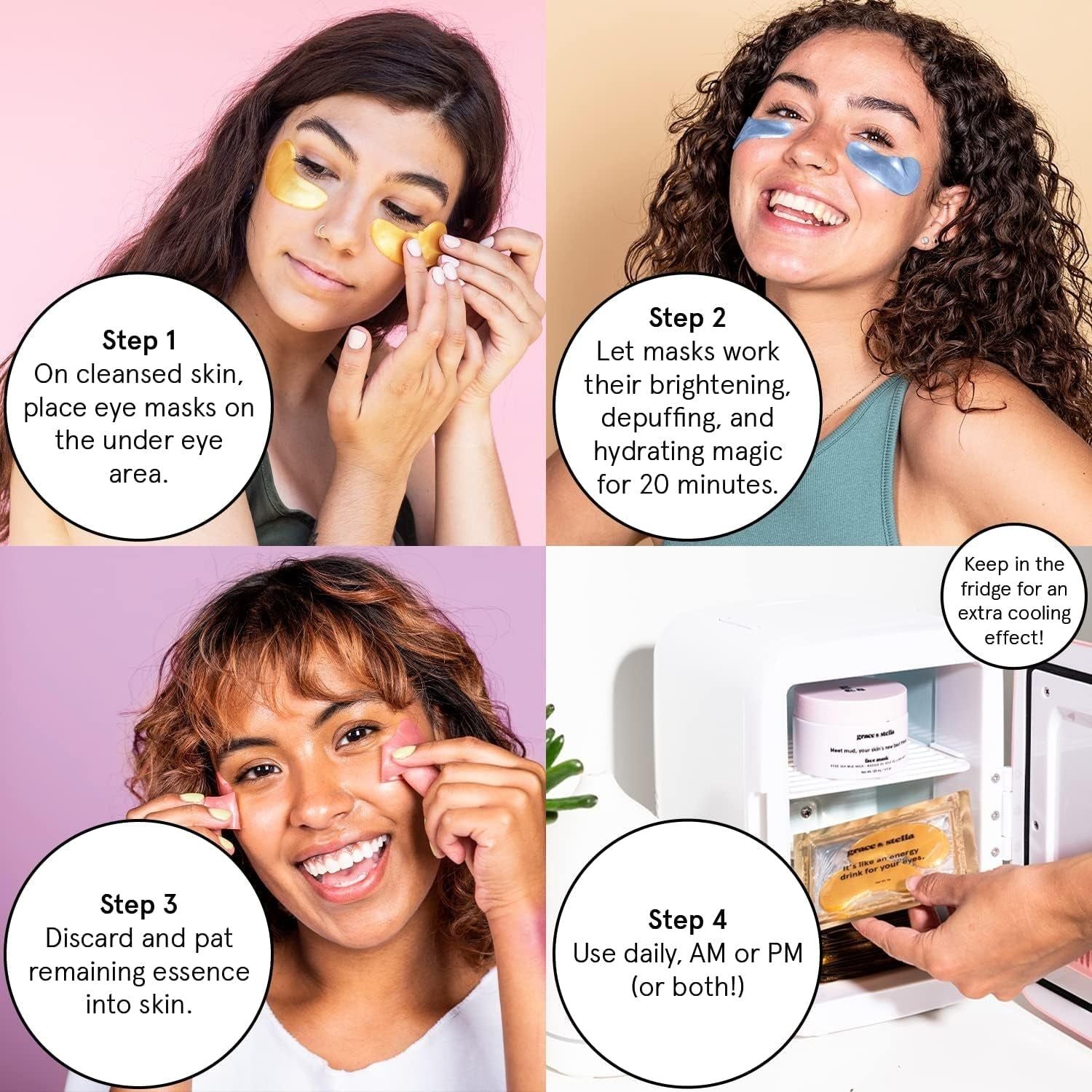 Award Winning under Eye Mask - Reduce Dark Circles, Puffy Eyes, Undereye Bags, Wrinkles - Gel under Eye Patches, Vegan Cruelty-Free Self Care by Grace and Stella (48 Pairs, Pink)