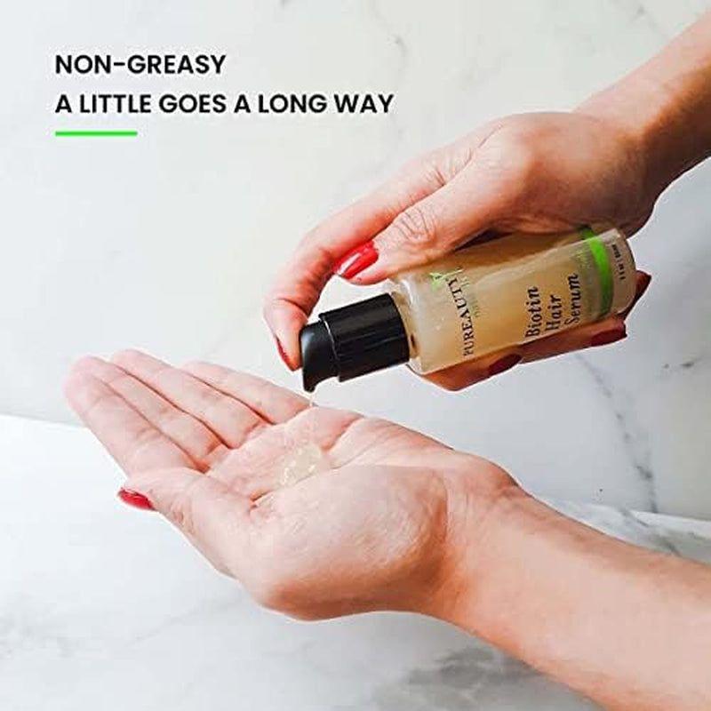 Biotin Hair Growth Serum Advanced Topical Formula to Help Grow Healthy, Strong Hair Suitable for Men and Women of All Hair Types Hair Loss Support by Pureauty Naturals (2 Fl Oz (Pack of 1))