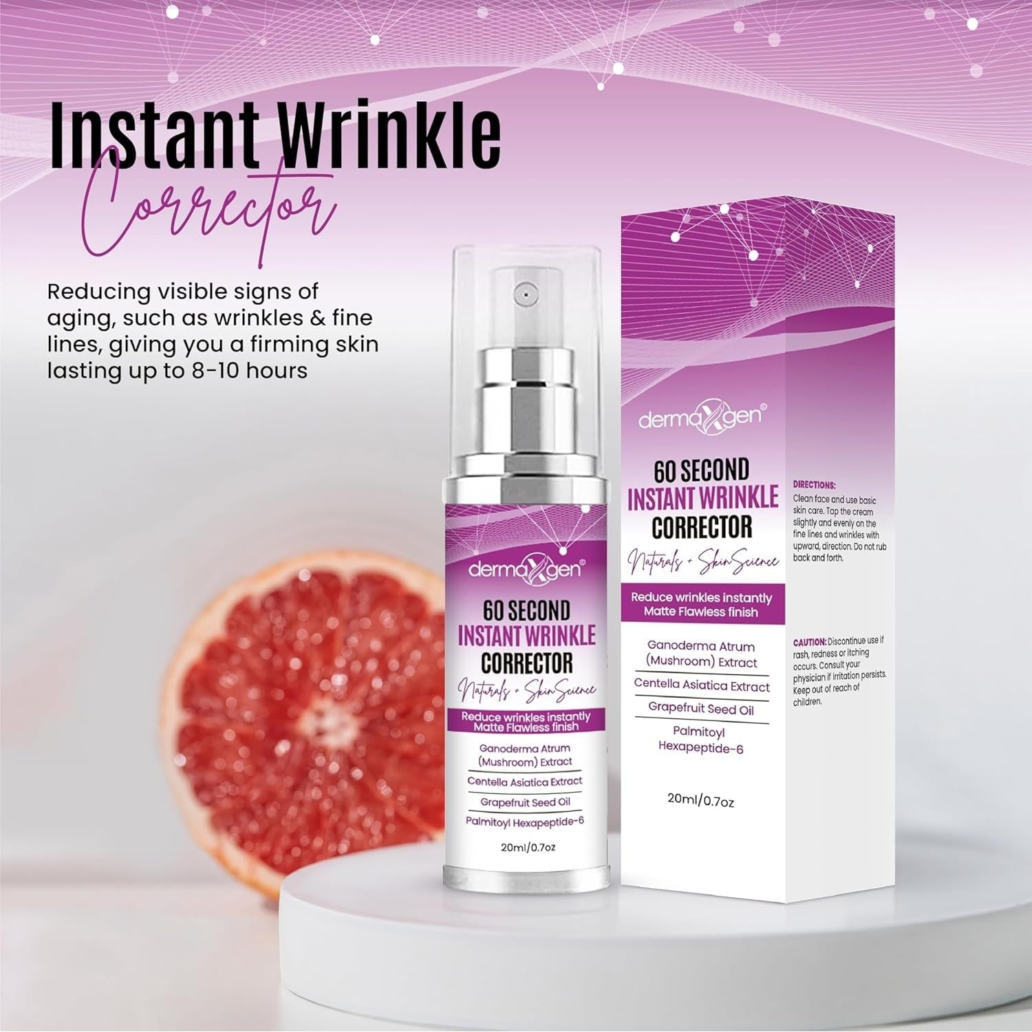 DERMAXGEN 60 Second Instant Wrinkle Corrector – 20ml | Instant Lifting & Firming Treatment for Fine Lines & Eye Bags
