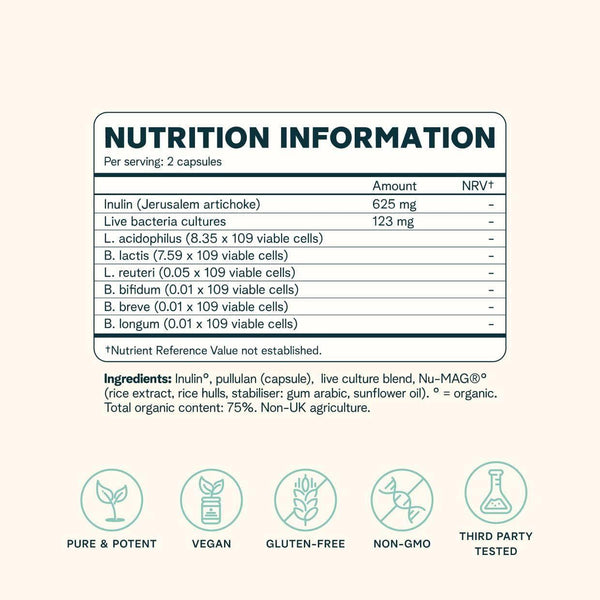 Probiotics with Vegan Prebiotics, for Digestive Health, Dairy-Free, Gluten-Free, for Sensitive Stomachs, 60 Capsules