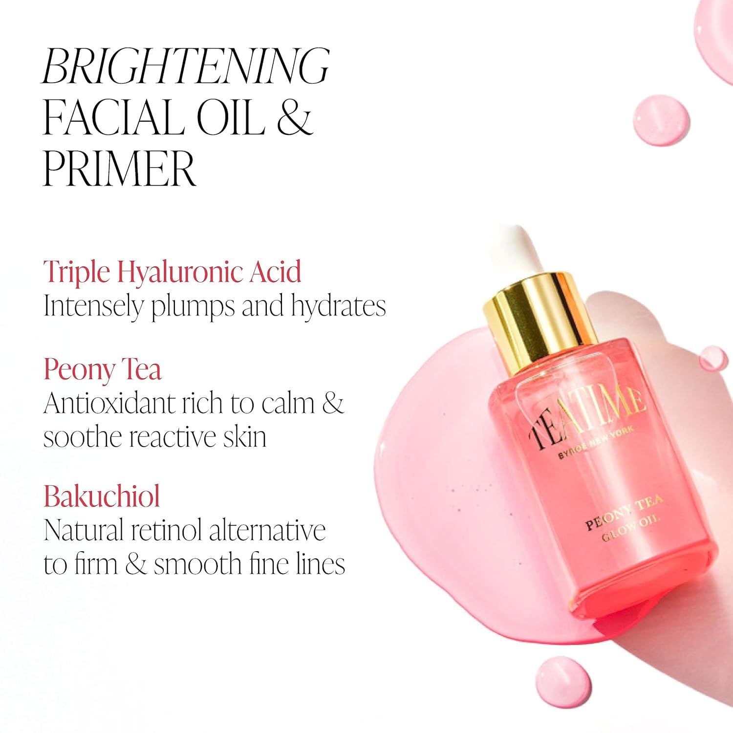 BYROE Teatime Peony Tea Glow Oil – 30ml | Hydrating Facial Oil & Makeup Primer