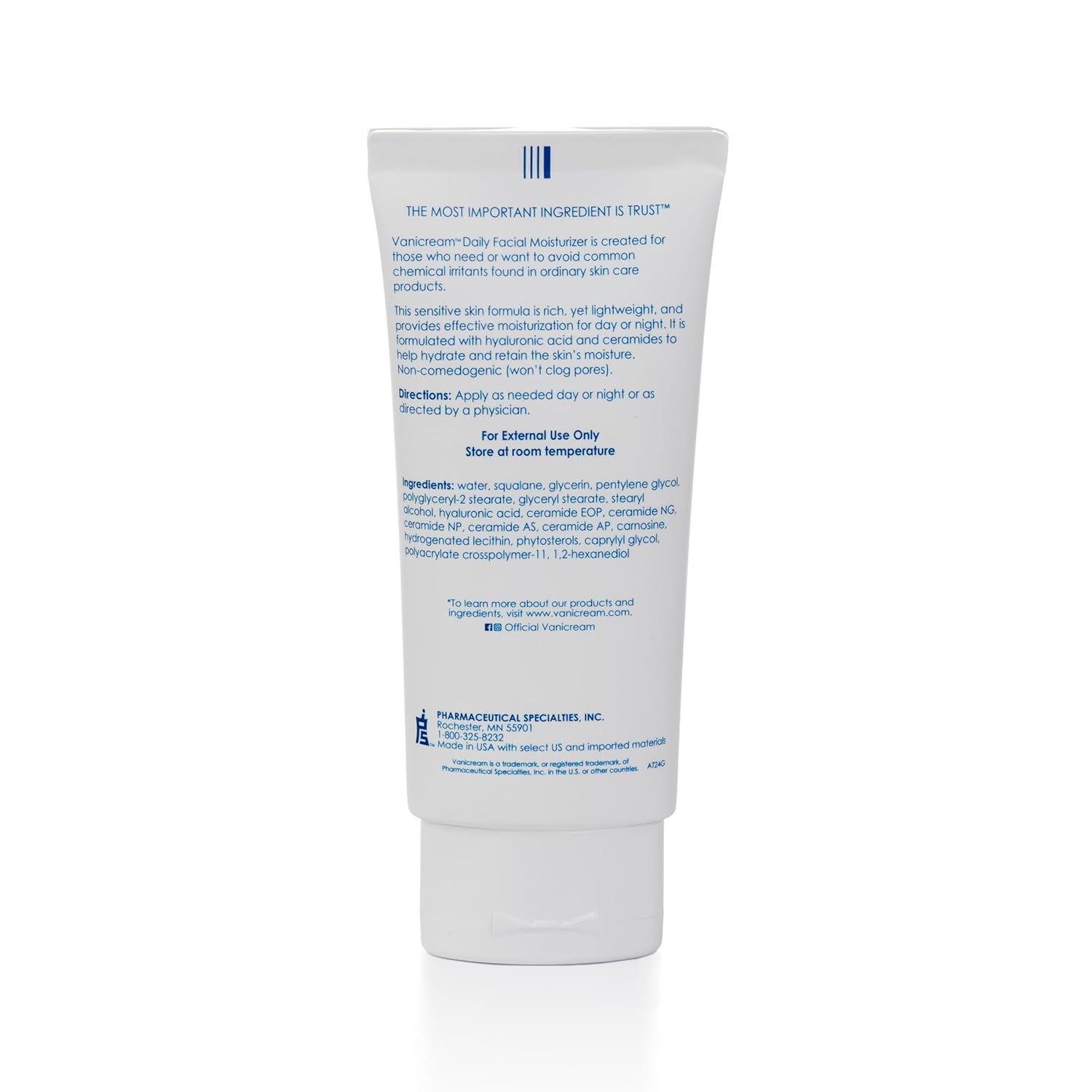 Vanicream Daily Facial Moisturizer – 89ml | Lightweight Hydration for Sensitive Skin with Ceramides & Hyaluronic Acid