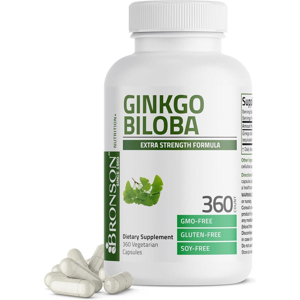 Ginkgo Biloba Extra Strength Supports Brain Function & Memory Support, 360 Vegetarian Capsules