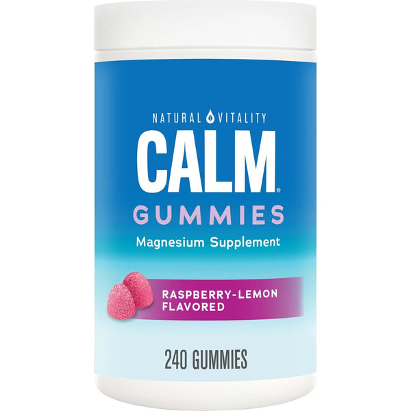 Natural Vitality Calm Magnesium Gummies – 240 Gummies (Raspberry-Lemon Flavour) | Stress Relief, Relaxation & Better Sleep Support