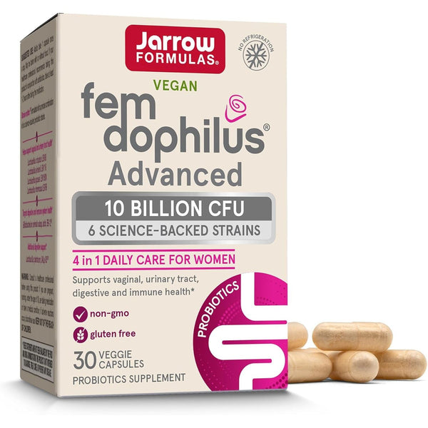 Jarrow Formulas Fem-Dophilus Advanced – 30 Capsules | 4-in-1 Probiotic for Women’s Vaginal, Digestive, Urinary & Immune Health
