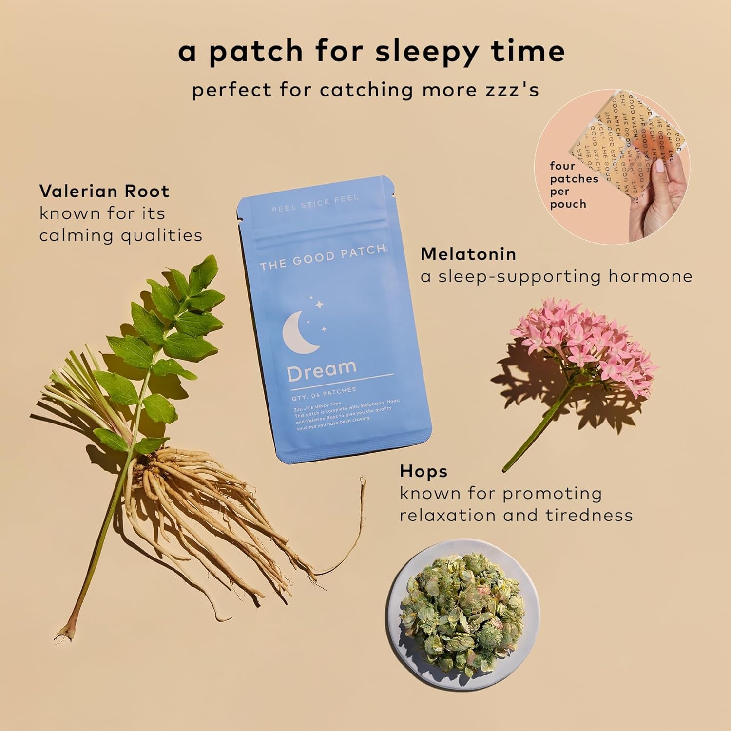 The Good Patch Dream – 8 Patches | Plant-Powered Sleep Patch with Melatonin, Hops & Valerian Root