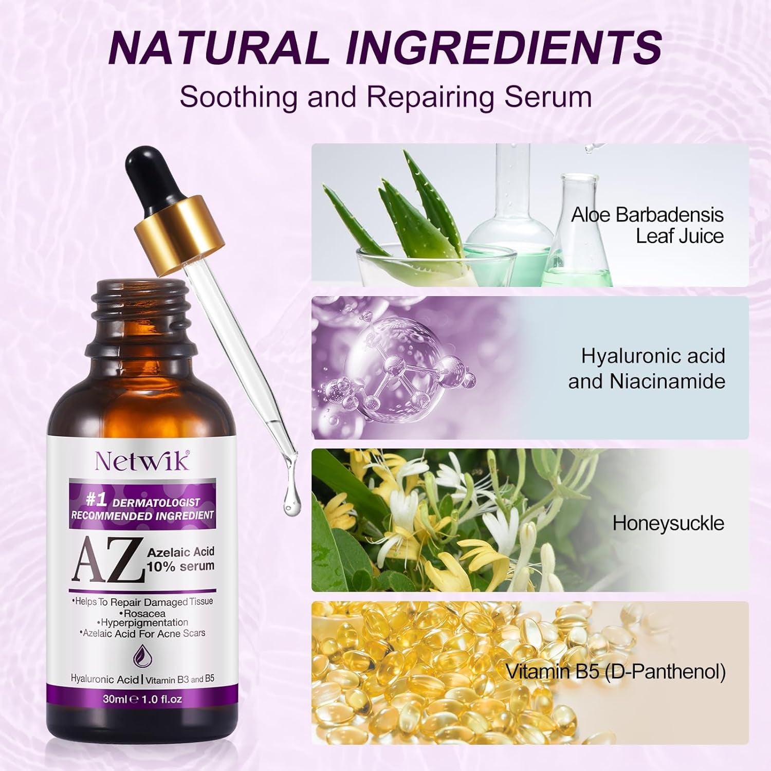 Netwik Azelaic Acid 10% Serum – 30ml | Redness Relief, Rosacea & Acne Treatment for Clear, Radiant Skin