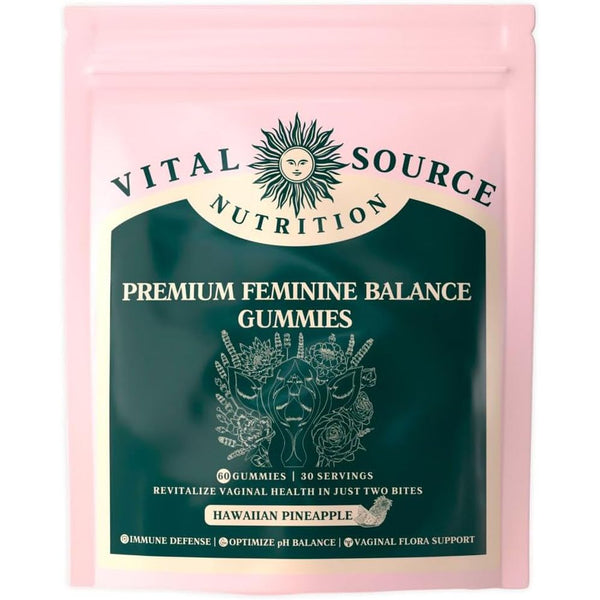 Vital Source Nutrition Premium Feminine Balance Gummies – 60 Gummies (Hawaiian Pineapple) | Hormonal, Mood & Gut Health Support