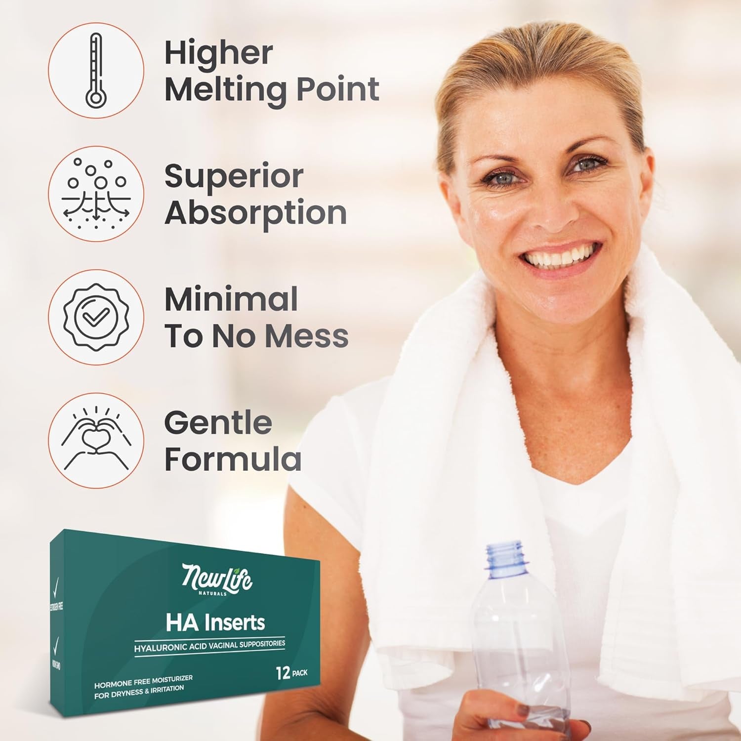 NewLife Naturals HA | Hyaluronic Acid Vaginal Suppositories – 24 Pack | Natural Moisture & Feminine Comfort