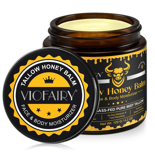 VIOFAIRY Tallow Honey Balm Face & Body Moisturizer – 120g | Fast-Absorbing Hydration & Nourishment