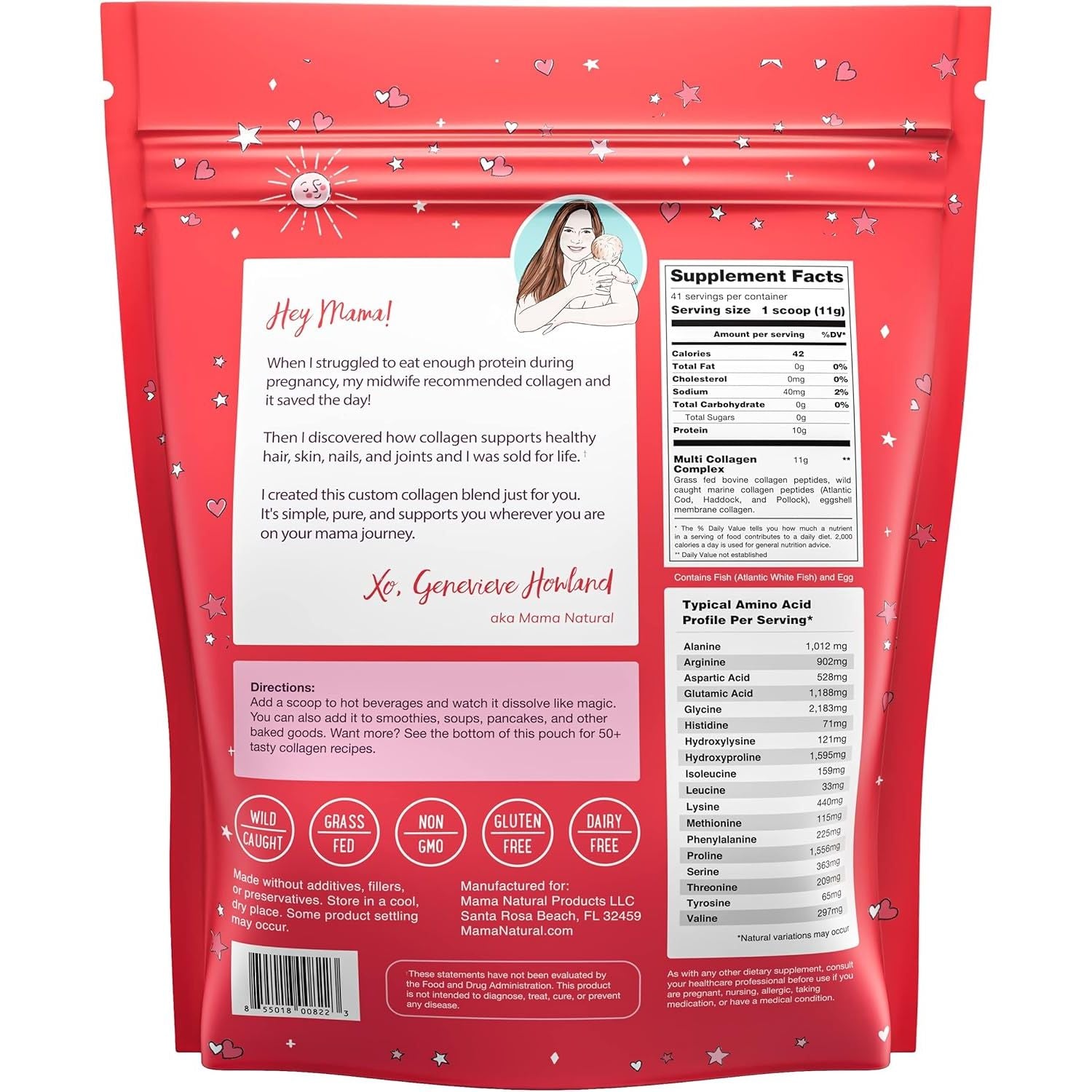 Mama Natural  Multi Collagen Protein, Unflavored - 454g