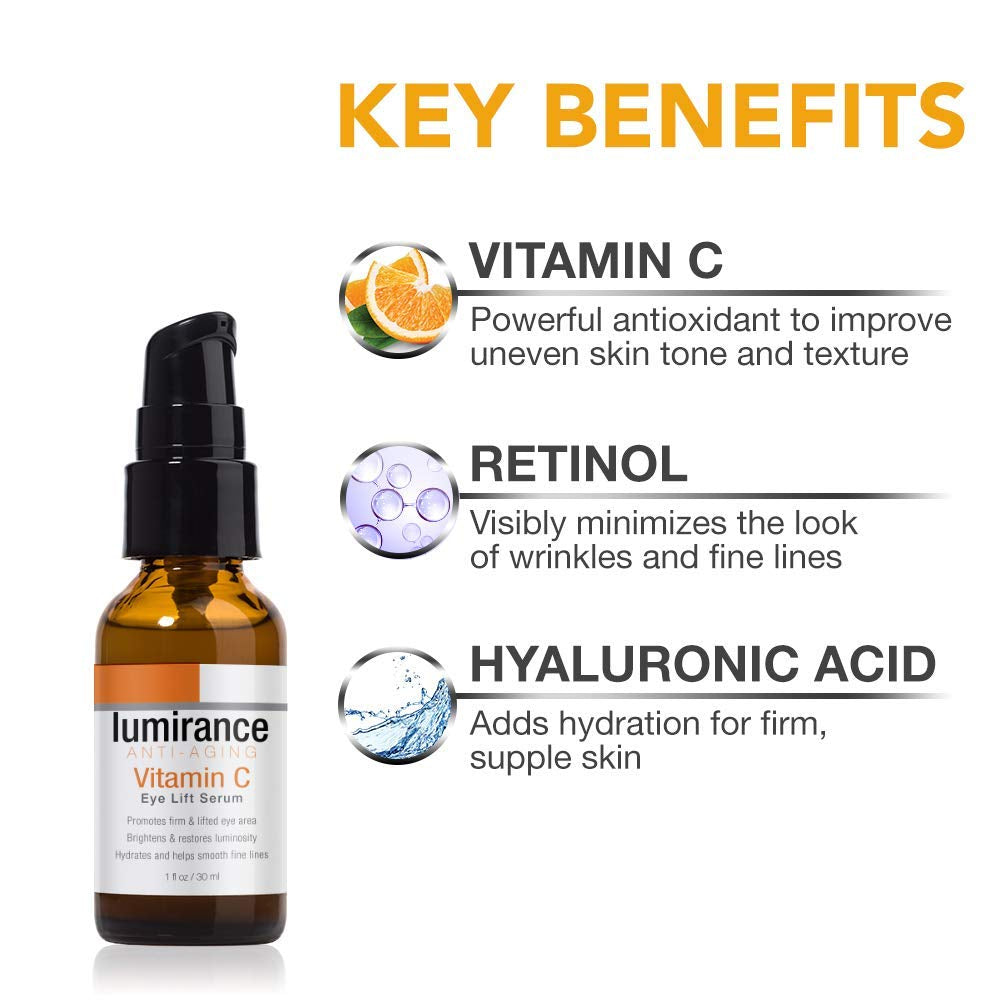 Vitamin C Eye Lift Serum, Minimizes the Look of Wrinkles and Crows Feet, Helps with Firming and Dark Circles, 30Ml/1 Fl Oz