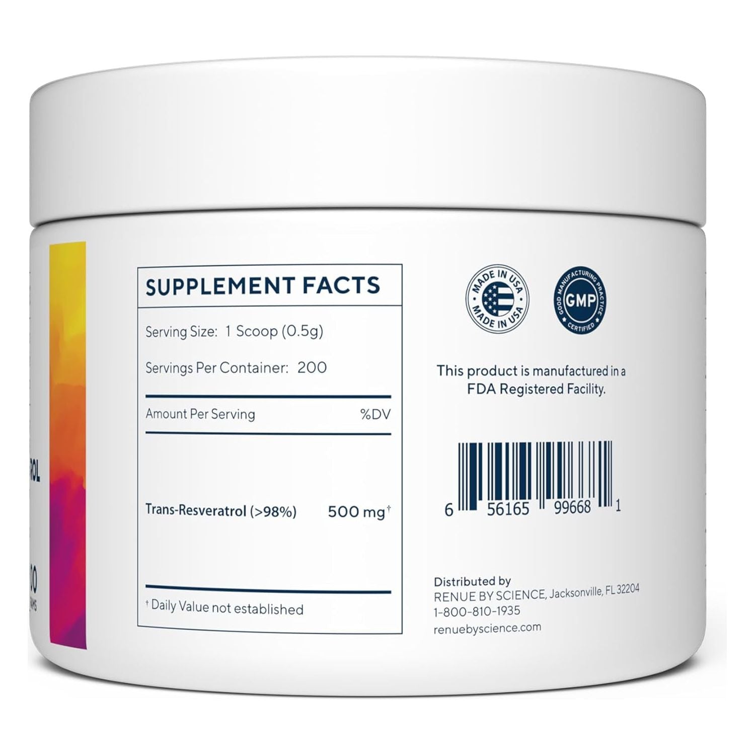 Renue By Science PURE Trans-Resveratrol – 100g | Ultra-Pure Antioxidant Powder for Longevity, DNA Repair & Metabolic Health