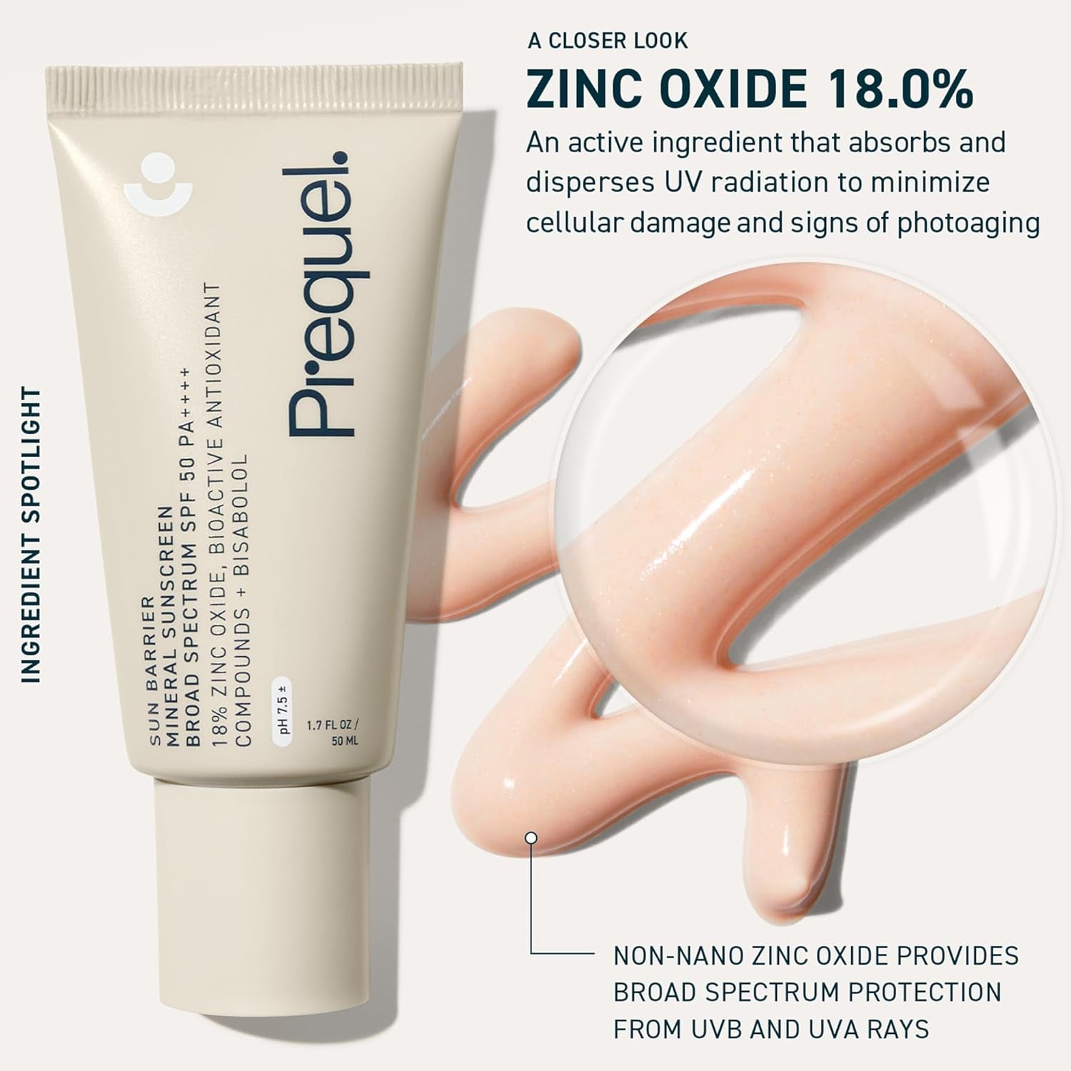 Prequel Sun Barrier Mineral Sunscreen Broad Spectrum SPF 50 PA++++ – 50ml | Lightweight, Soothing UVA/UVB Protection for Sensitive Skin