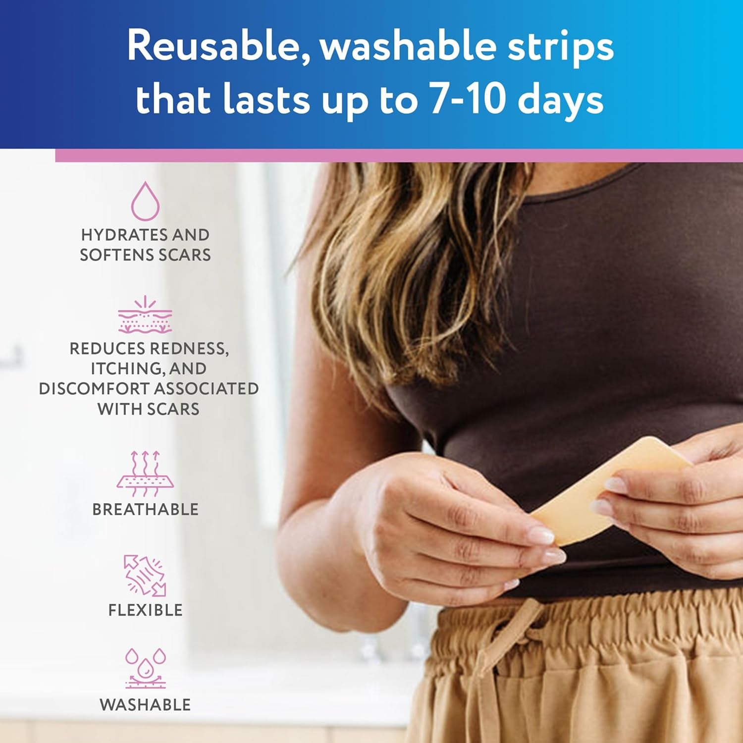 Advanced Silicone Scar Sheets for C-Section, Reusable Strips (1.5” X 7”) for Hypertrophic and Keloid Scars from C-Section & Other Surgeries, 4 Sheets