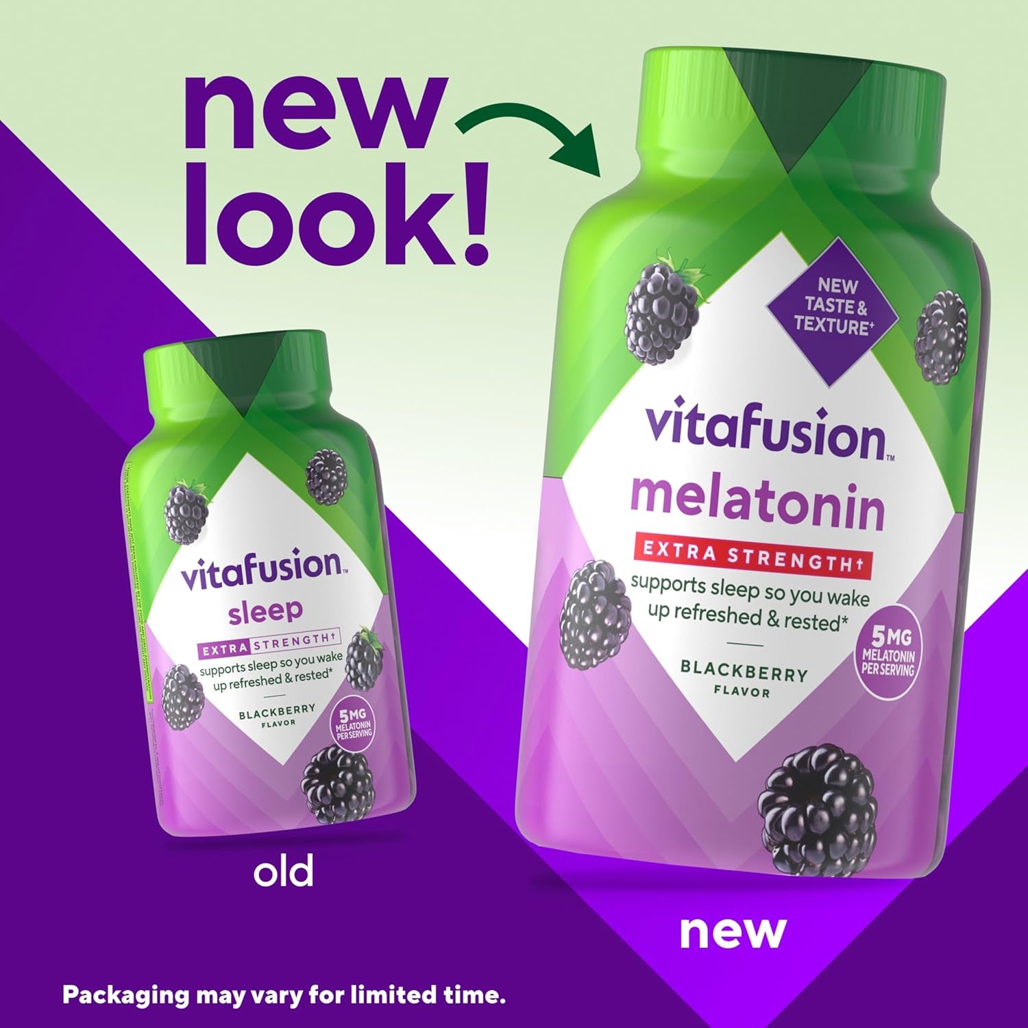 Vitafusion Melatonin Extra Strength+ Gummies – 120 Count | Sleep Support & Jet Lag Relief, Blackberry Flavor