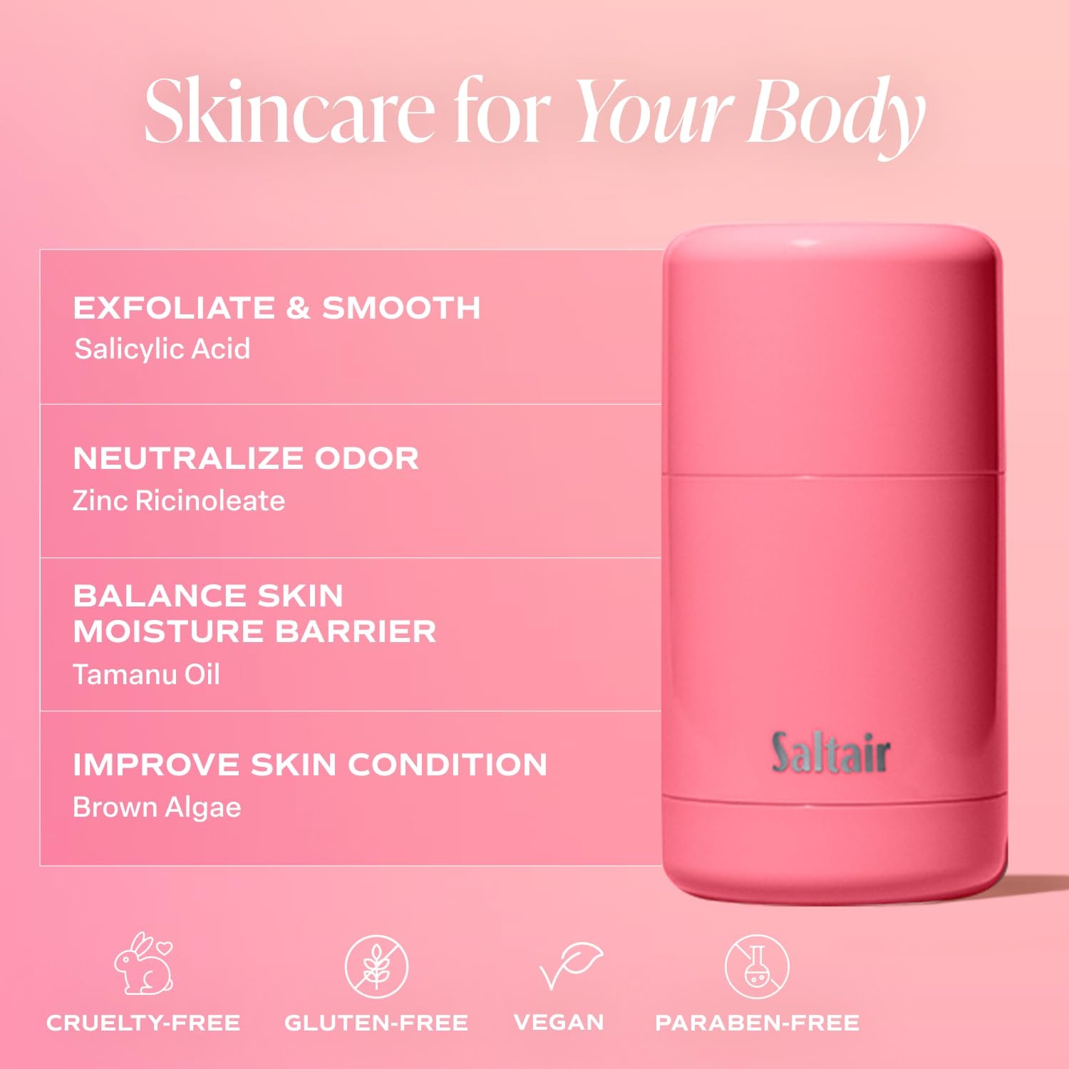Saltair Pink Beach Deodorant – 2 Pack | 48-Hour Odor Protection & Hydrating Formula