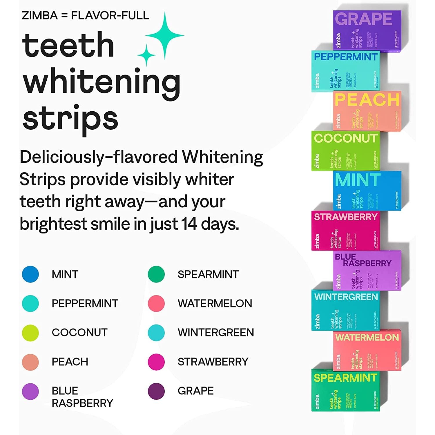 Zimba Watermelon Teeth Whitening Strips – 14 Treatments (28 Strips) | Whiten Teeth, Remove Stains & Refresh Breath
