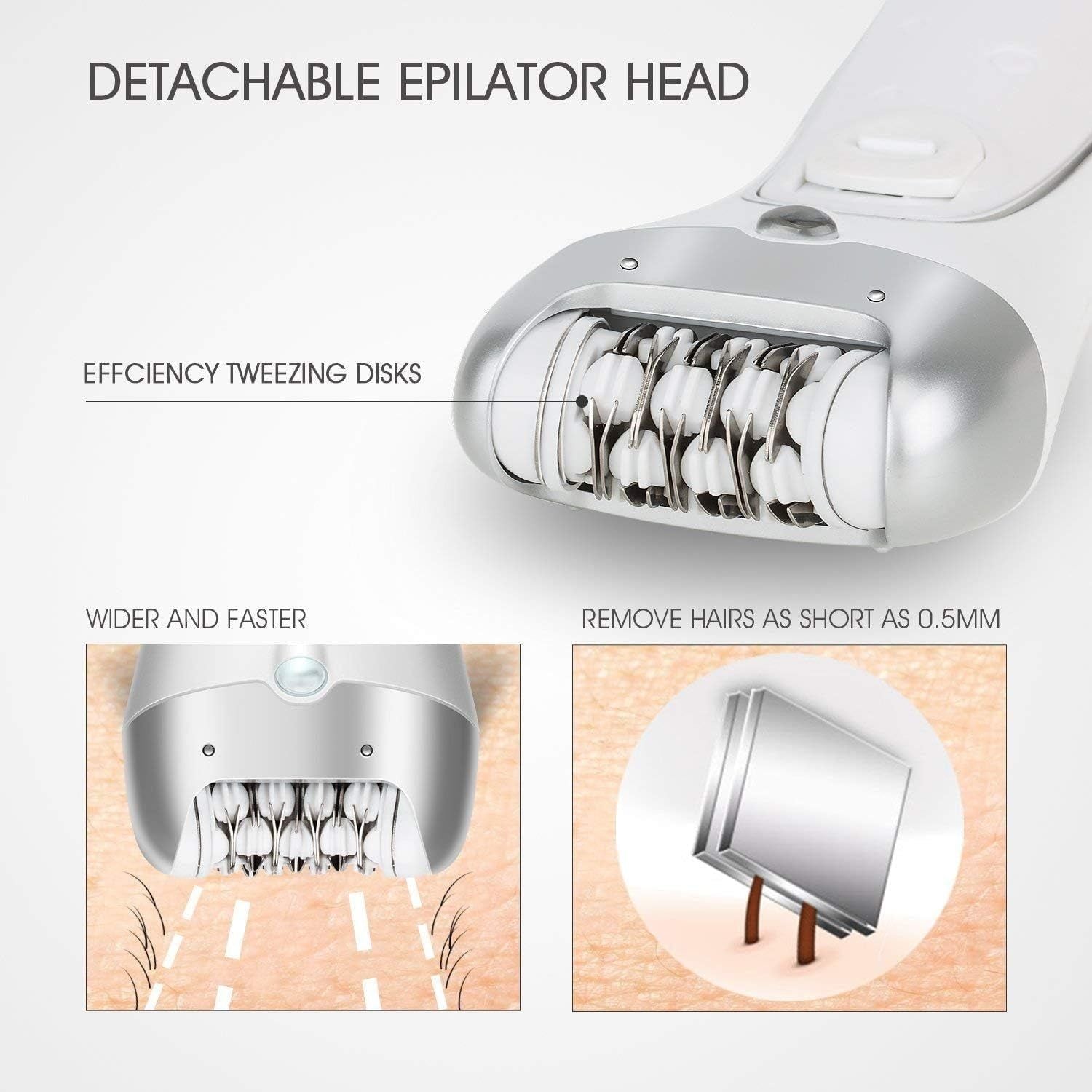 Epilators for Women 2 in 1 Cordless Epilator and Electric Lady Shaver F230 Rechargeable Hair Removal Kit for Face, Bikini, Leg, Arms