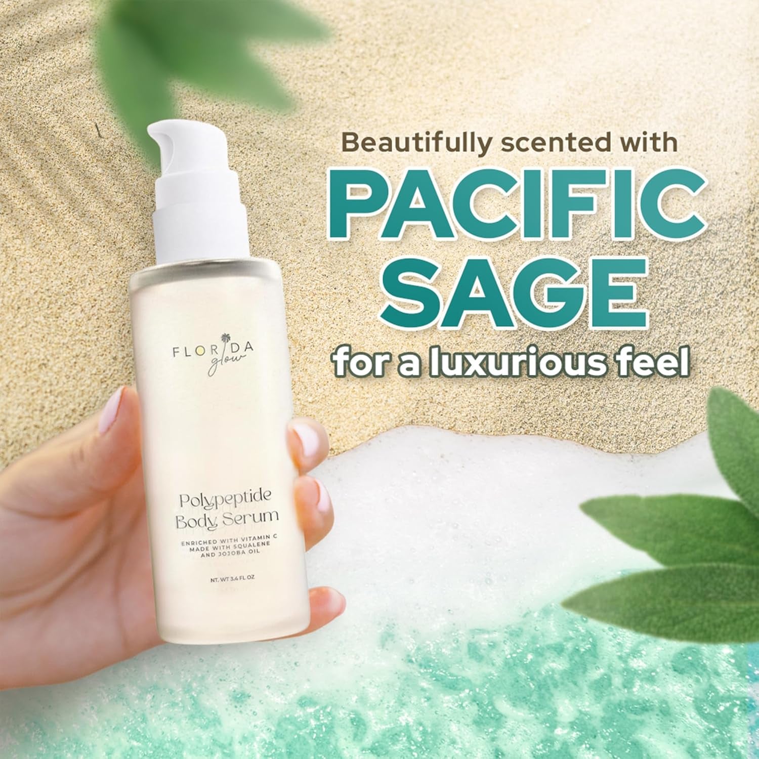 Florida Salt Scrubs Polypeptide Body Serum (Pacific Sage) – 100ml | Hydrating, Firming & Collagen-Boosting Body Oil