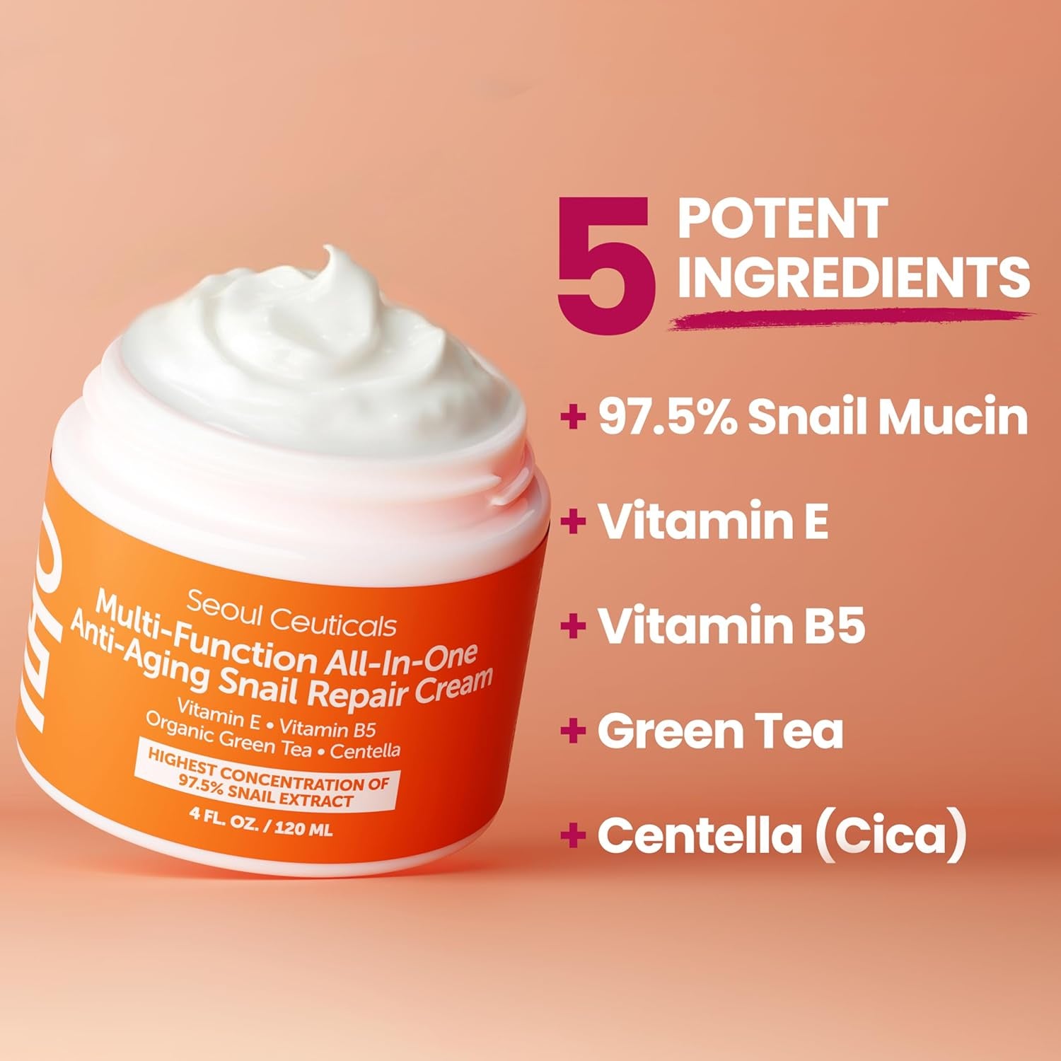 SeoulCeuticals Multi-Function All-In-One Anti-Aging Snail Repair Cream - 120ml (Large Size)