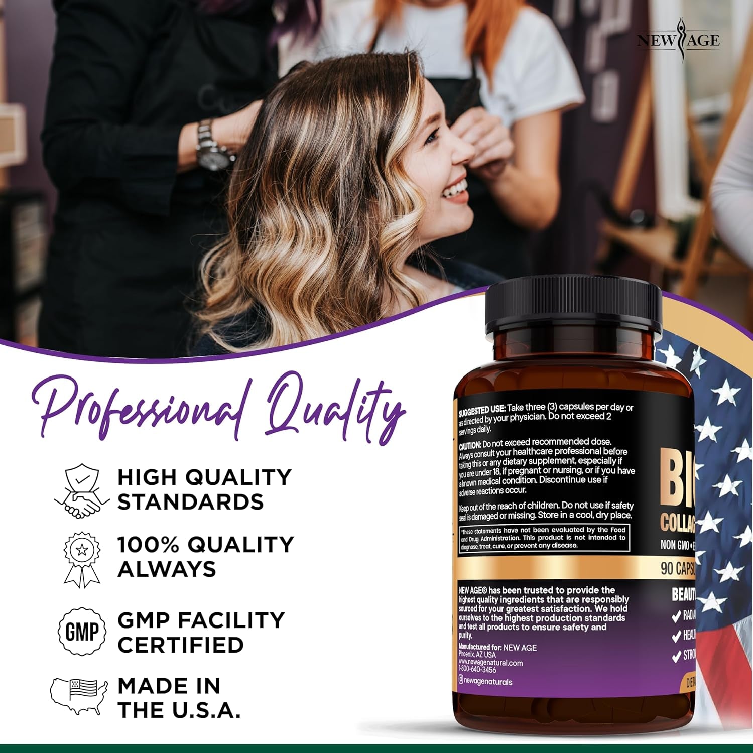 NEW AGE Biotin Collagen & Keratin - 180 Capsules (Pack of 2)