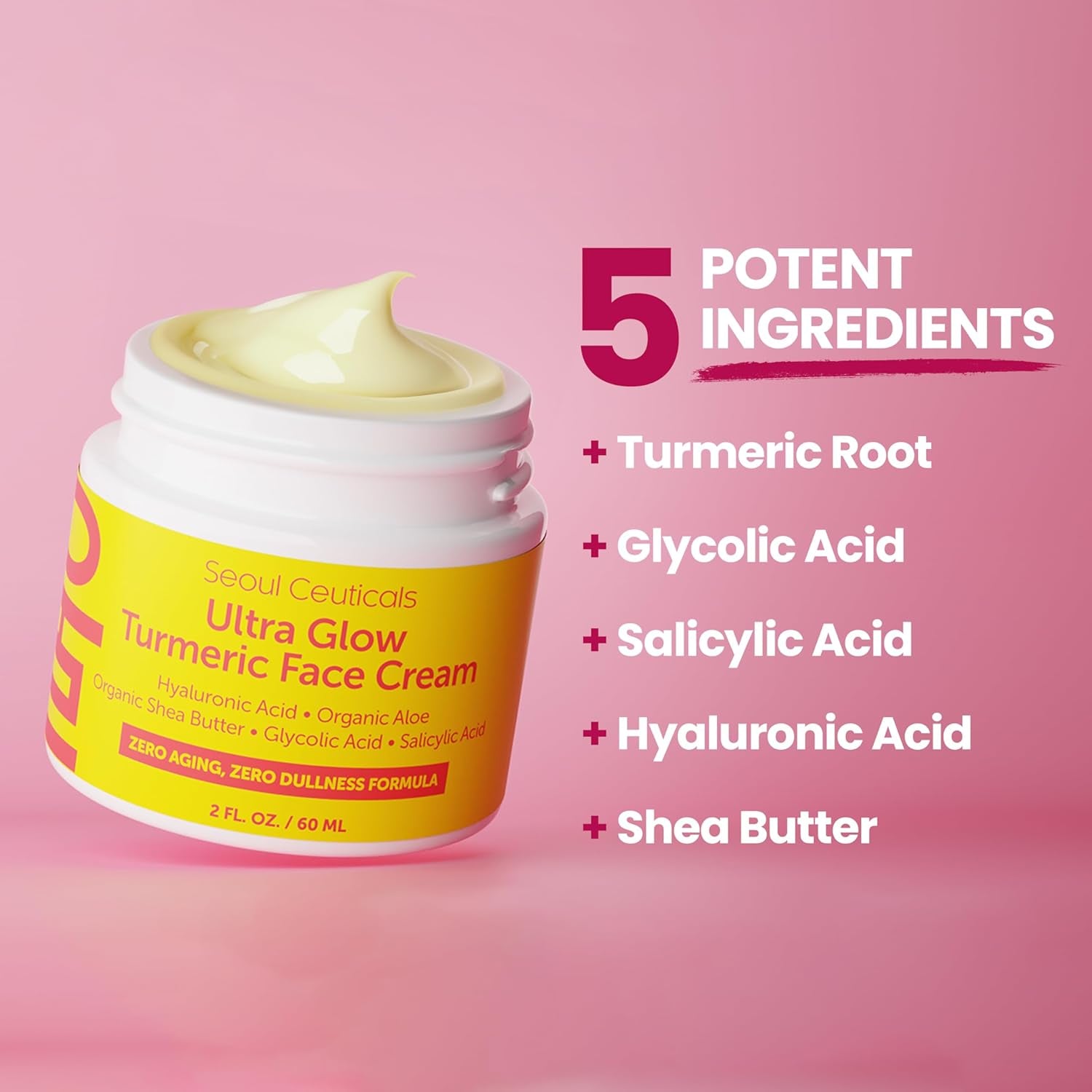 SeoulCeuticals Ultra Glow Turmeric Face Cream – 60ml | Brightening, Exfoliating & Hydrating Moisturiser for Radiant Skin
