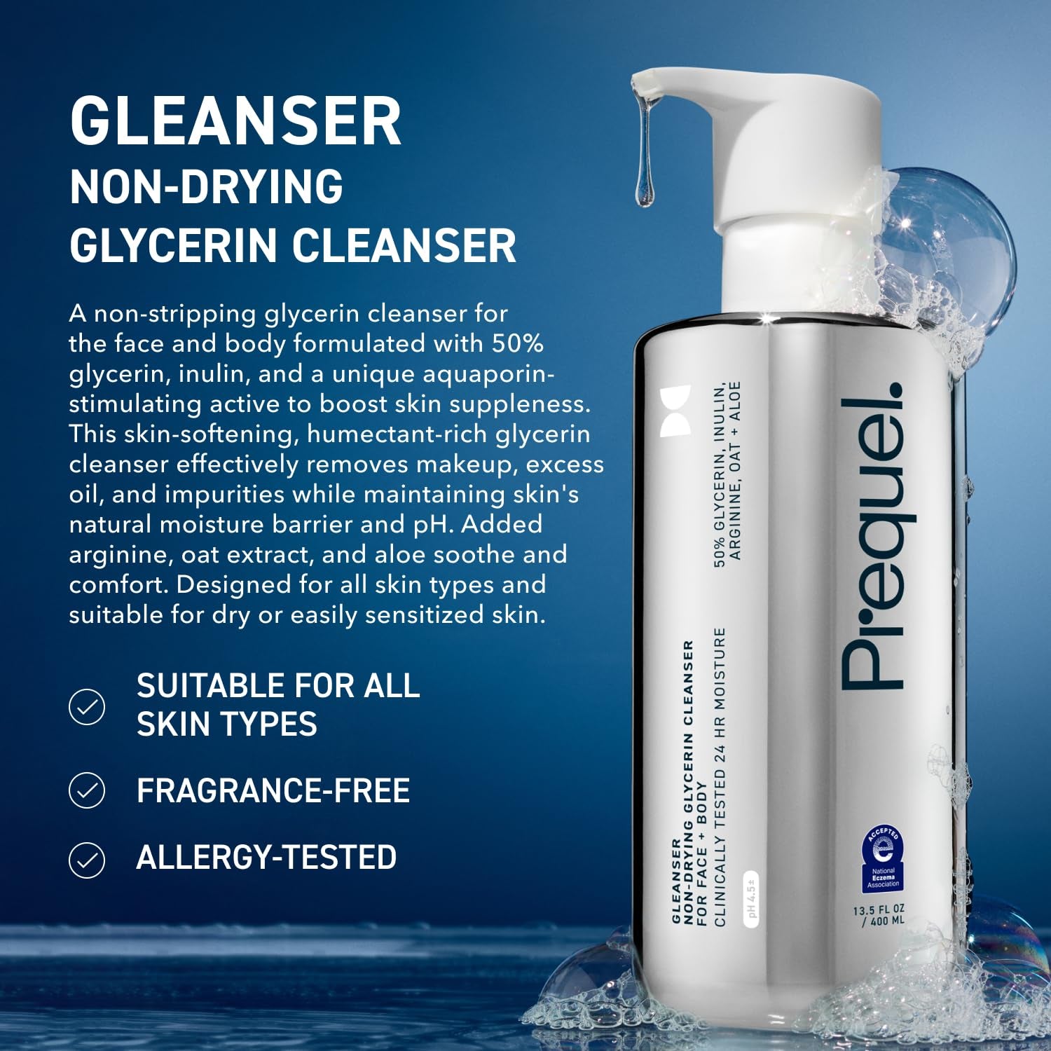 Prequel Gleanser | Non-Drying Glycerin Cleanser – 400ml (Pack of 2)
