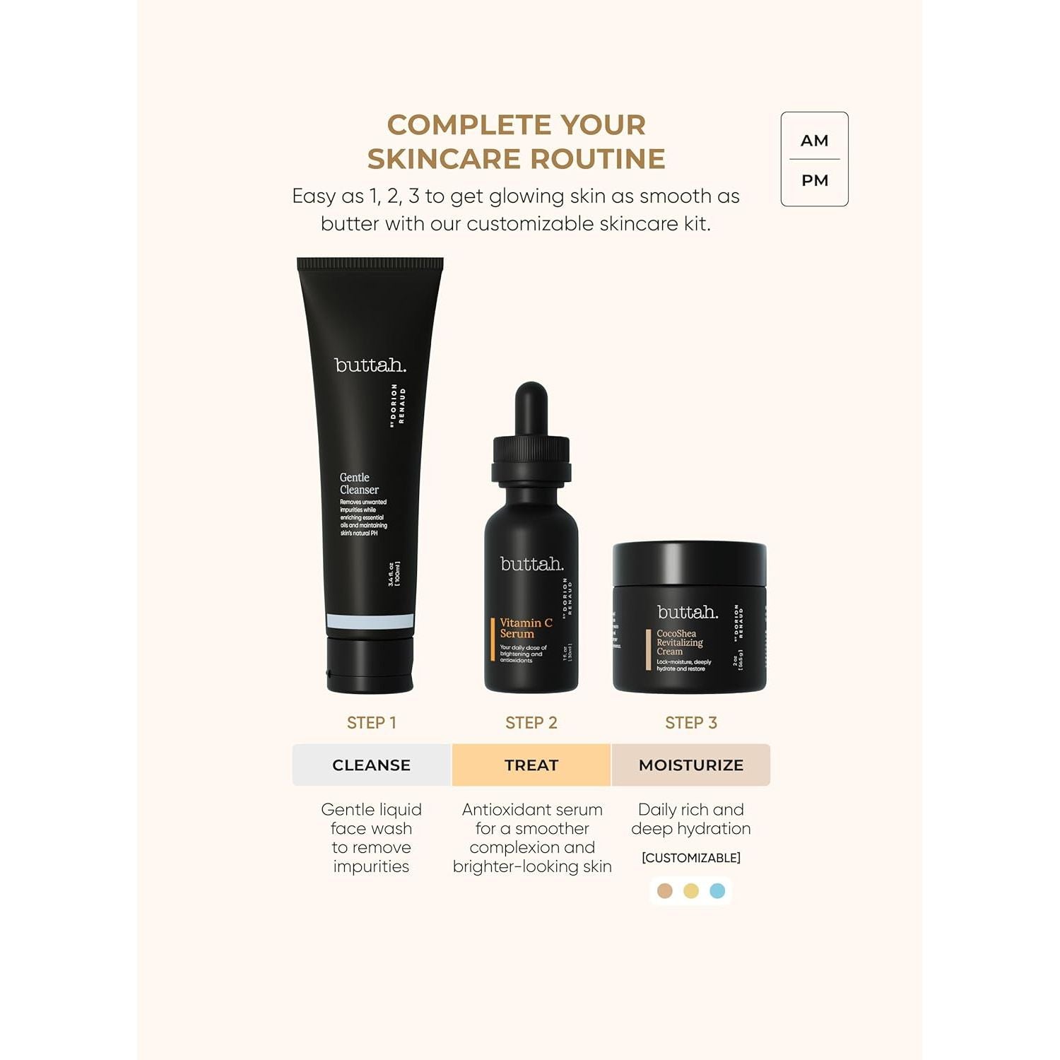 buttah. by Dorion Renaud Skin Transforming Kit | CocoShea Cream | Brightening, Hydration & Glow for Melanin-Rich Skin