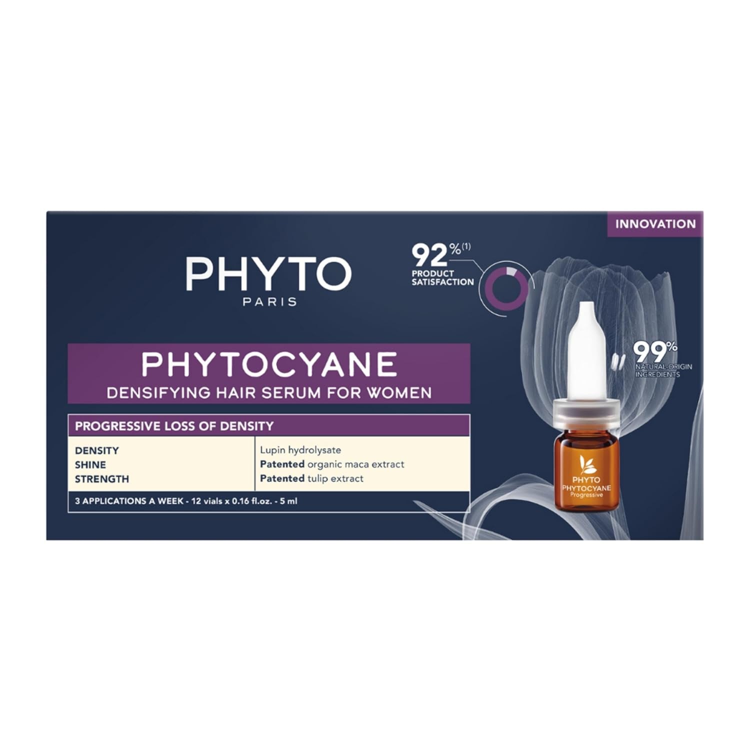 PHYTO PHYTOCYANE Densifying Hair Serum for Women – 12 Vials x 5ml | Density, Strength & Shine