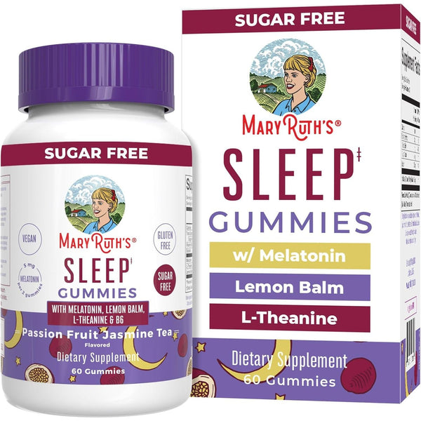 MaryRuth Organics Sleep Gummies – 60 Gummies | Vegan Melatonin with L-Theanine & Lemon Balm for Restful Sleep