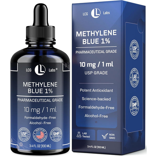 LCG LABS Methylene Blue 1% Solution – 100ml | Cellular Antioxidant Support & Mitochondrial Health Booster