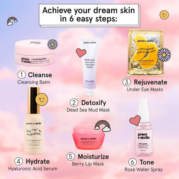 grace & stella The Dream Team Collection – 6-Piece Award-Winning Skincare Gift Set | Hydrating, Brightening & Revitalizing