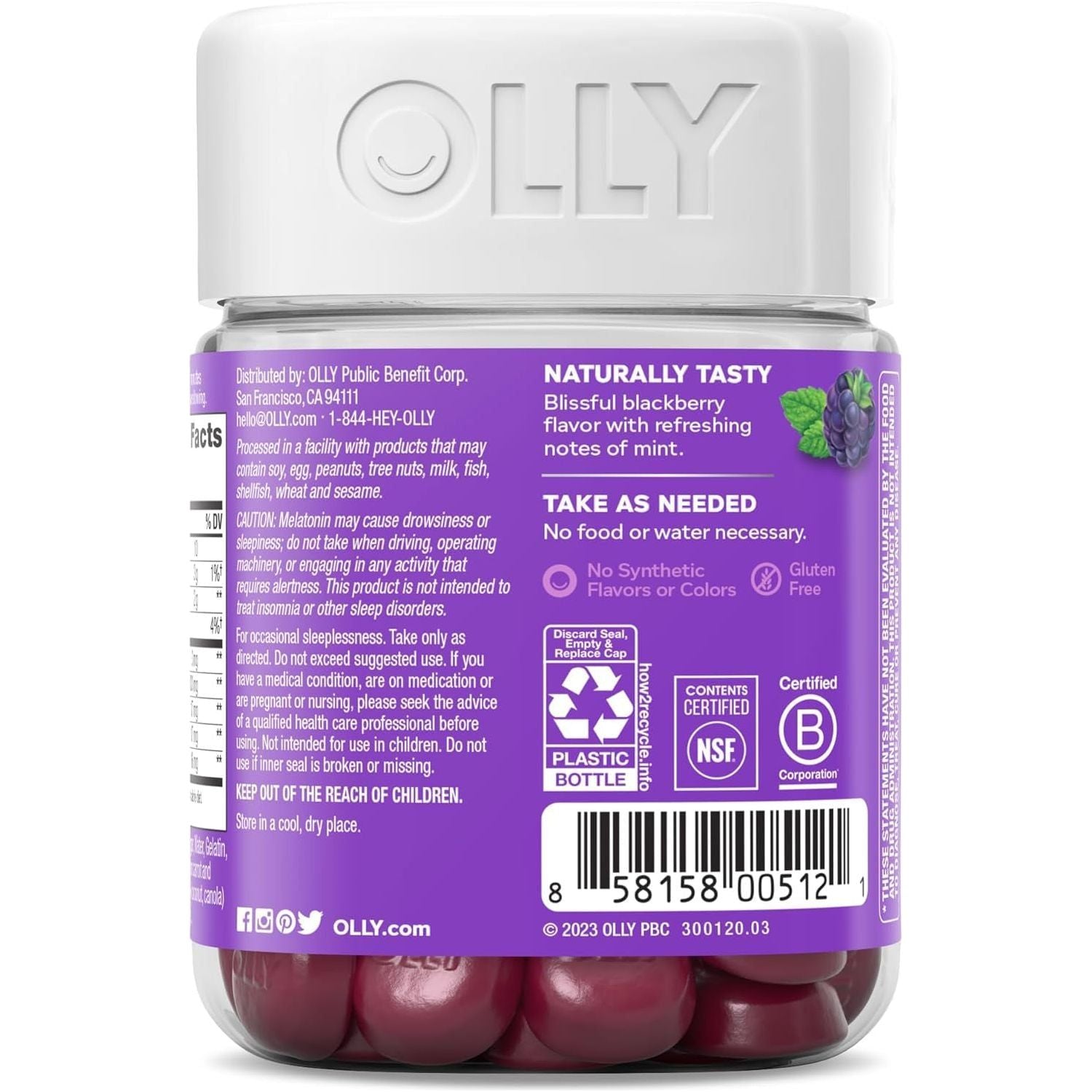 Sleep Gummy, Occasional Sleep Support, 3 Mg Melatonin, L-Theanine, Chamomile and Lemon Balm Extracts, Sleep Supplement, Blackberry Flavor - 50 Count