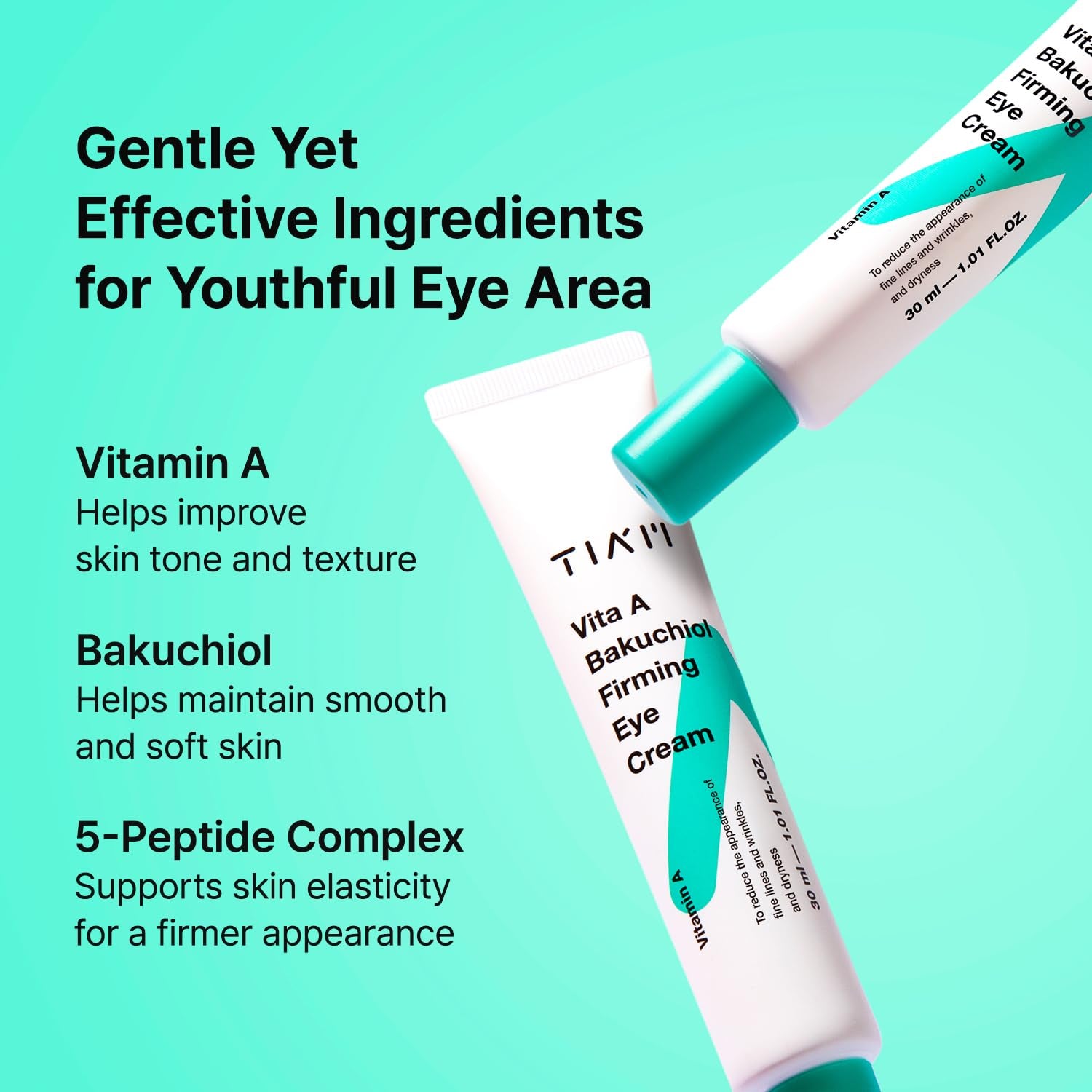 TIA'M Vita A Bakuchiol Firming Eye Cream – 30ml | Anti-Aging, Puffiness & Dark Circles