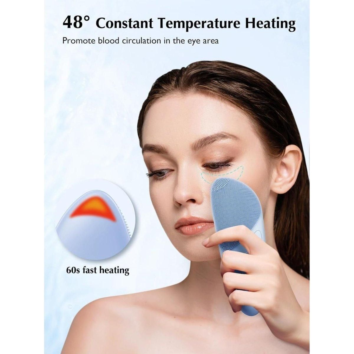 Facial Cleansing Brush Silicone Face Scrubber: IPX7 Waterproof Rechargeable Face Wash Brush, 4 Cleansing Modes, Electric Face Brush for Cleaning, Exfoliating, Massaging - Glam Global UK