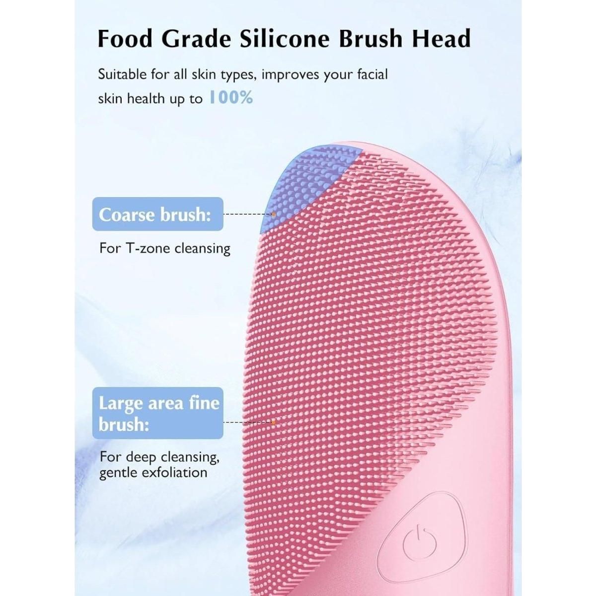 Facial Cleansing Brush Silicone Face Scrubber: Waterproof Rechargeable Face Wash Brush, 4 Cleansing Modes, Electric Face Exfoliator for Men Women Cleaning, Exfoliating, Massaging - Glam Global UK