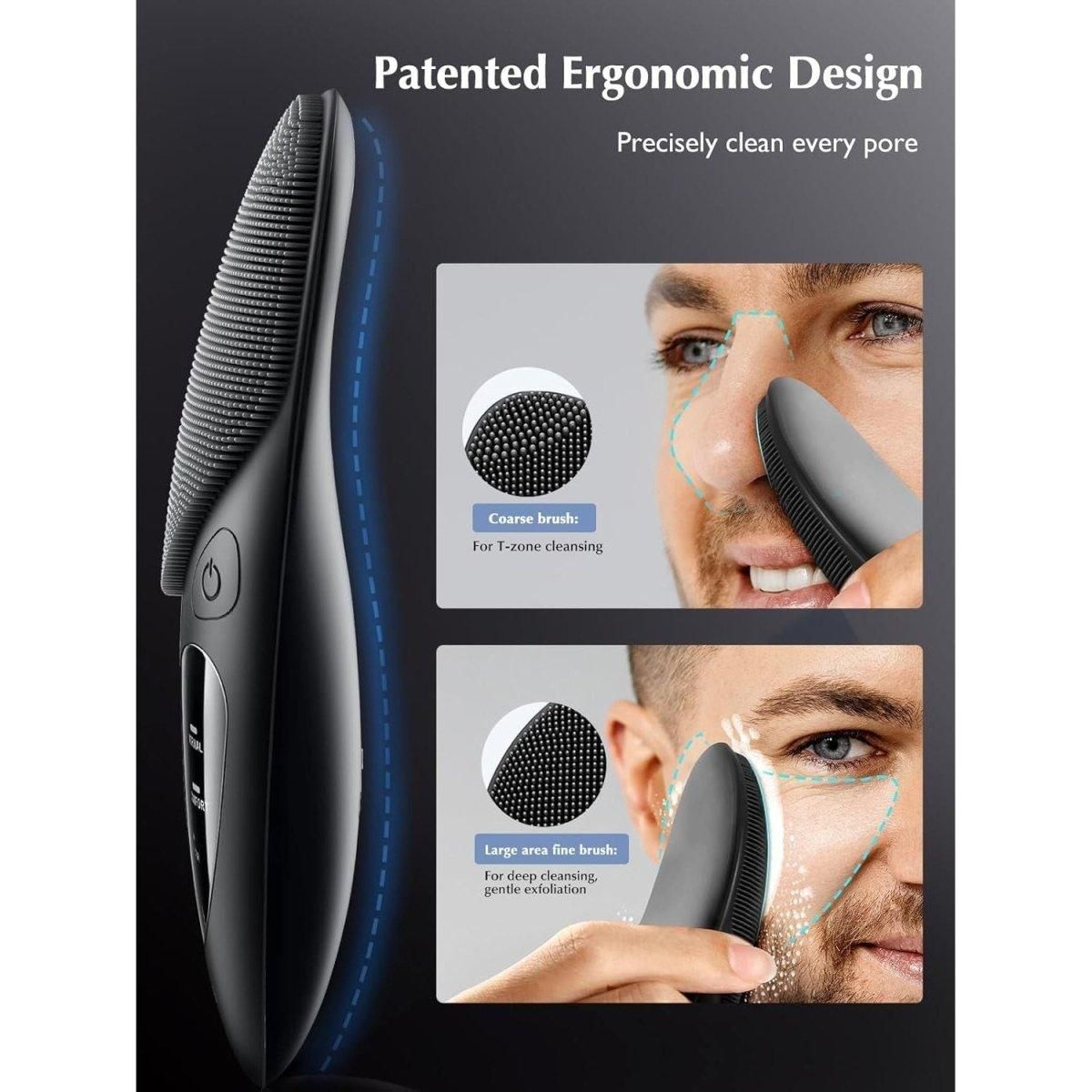 IPX7 Waterproof Silicone Facial Cleansing Brush - Rechargeable, 4 Modes - Black - Glam Global UKGlam Global UK