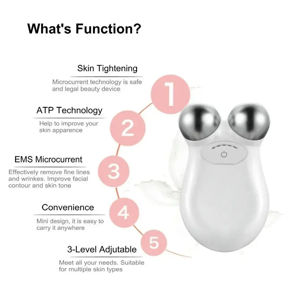 Facial Microcurrent Roller Massager: Face Lifting Device - Glam Global UK