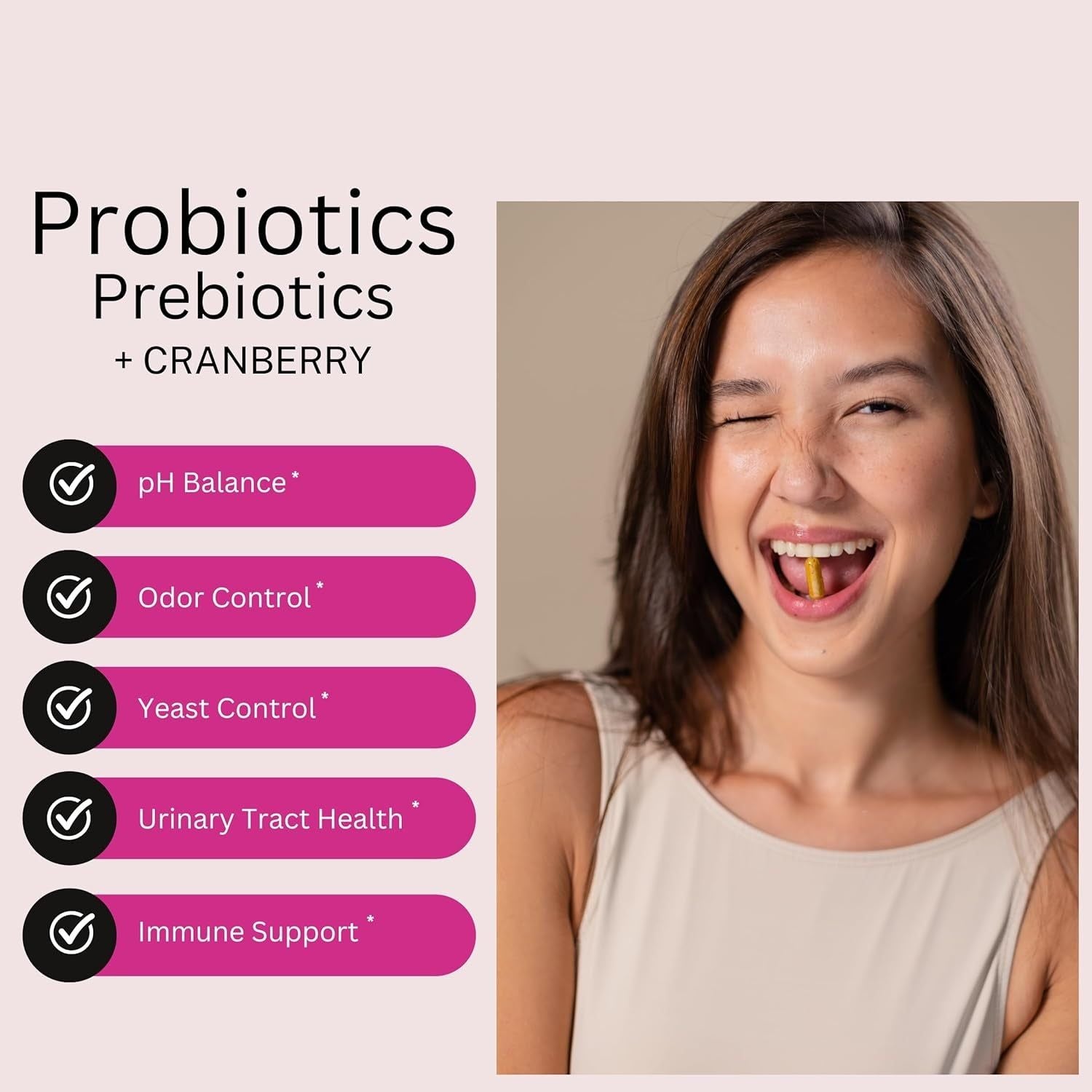 Healthy Babe Vaginal Probiotics & Prebiotics + Cranberry – 60 Capsules | Feminine Balance & Odor Control
