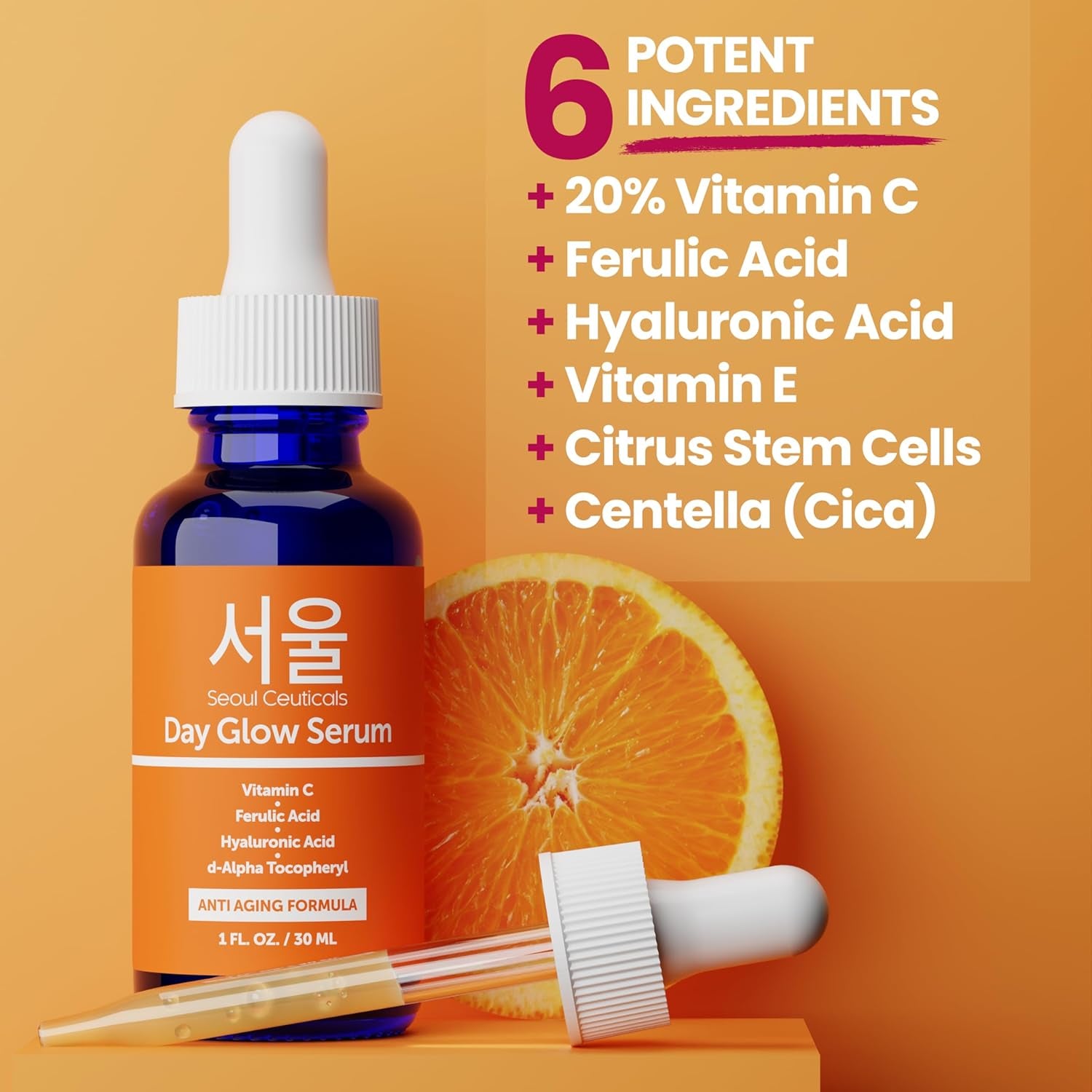 SeoulCeuticals Day Glow Serum – 60ml | Korean Vitamin C + Ferulic Acid Brightening & Anti-Aging Treatment