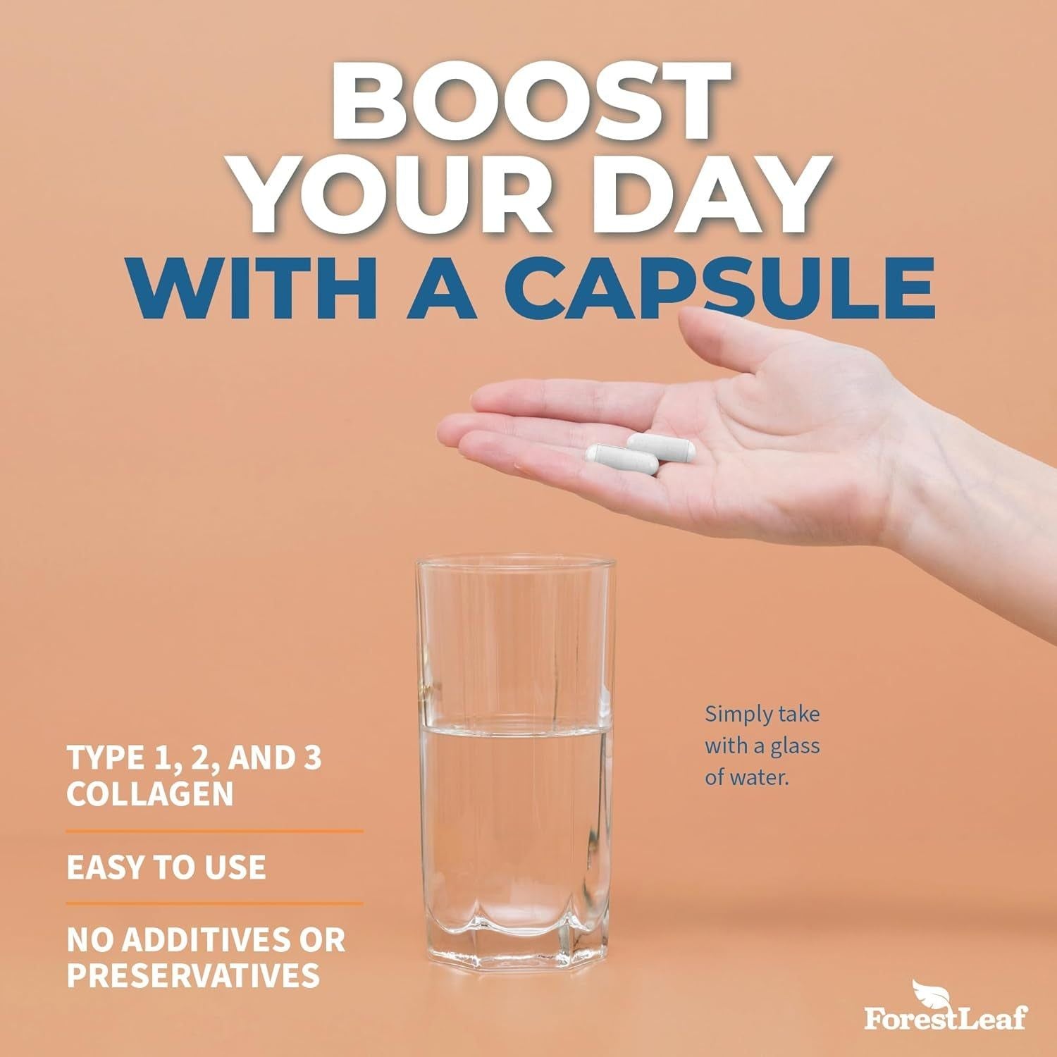 ForestLeaf Advanced Collagen – 120 Capsules | Type I, II, III Collagen + Hyaluronic Acid & Vitamin C