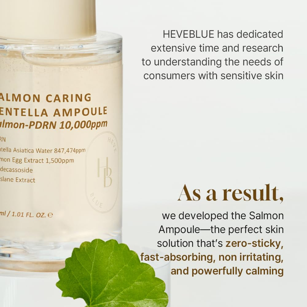 HEVEBLUE Salmon Caring Centella Ampoule – 30ml | Calming, Healing & Restorative Serum