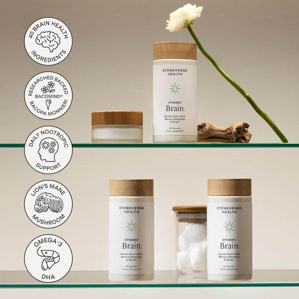 Dynamic Brain – Bacomind® Bacopa Nootropic Formula – Memory, Recall & Retention, Phosphatidylserine, Huperzine A, DHA & Choline – 40 Brain-Boosting Ingredients – Non-Gmo, 60 Caps