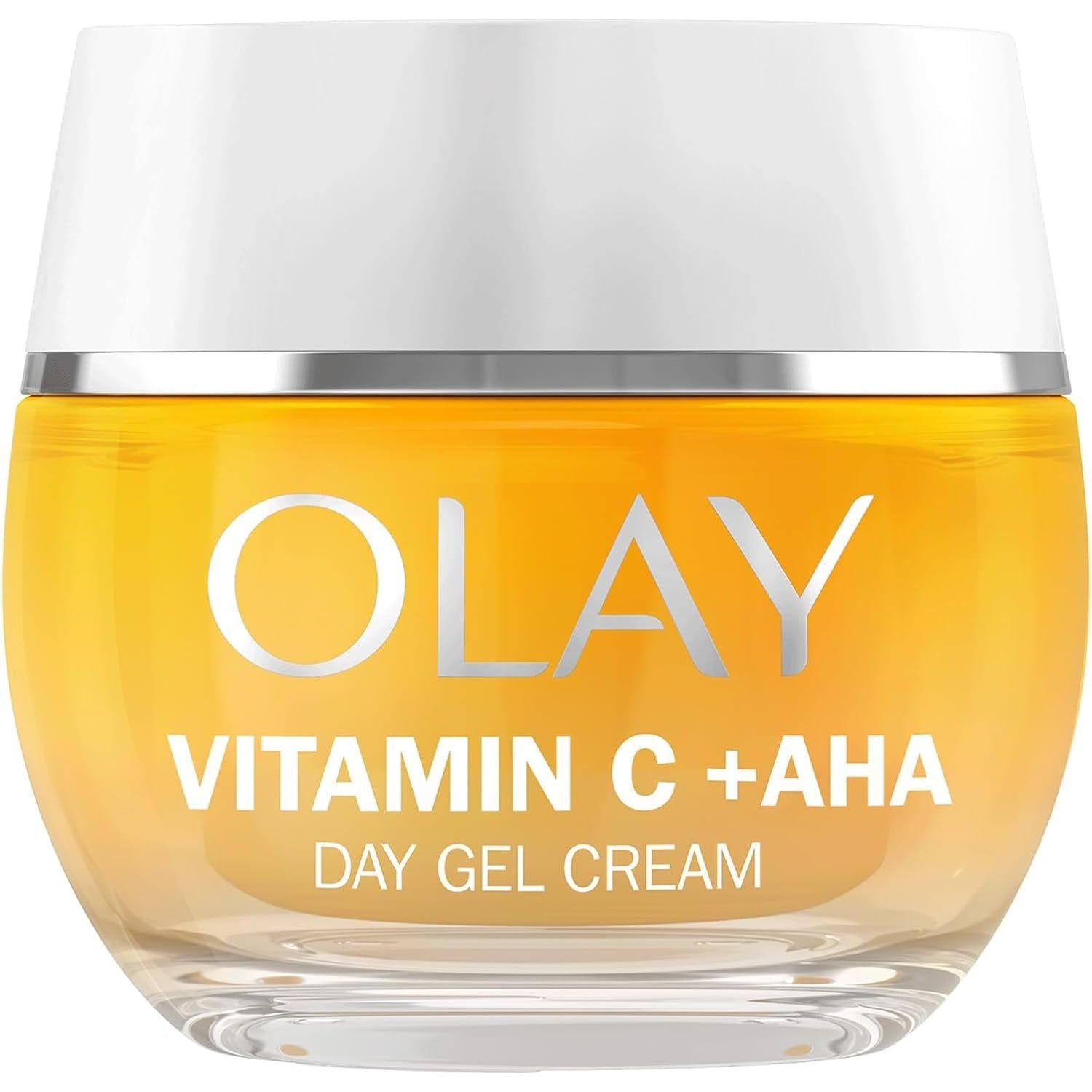 Vitamin C Face Moisturiser Day Gel Cream with AHA, Skincare with Niacinamide 99% Purity and Vitamin E Brightening Skin Care: Anti-Dark Spot Action, Evens, Hydrates Non-Greasy, Non-Sticky 50Ml
