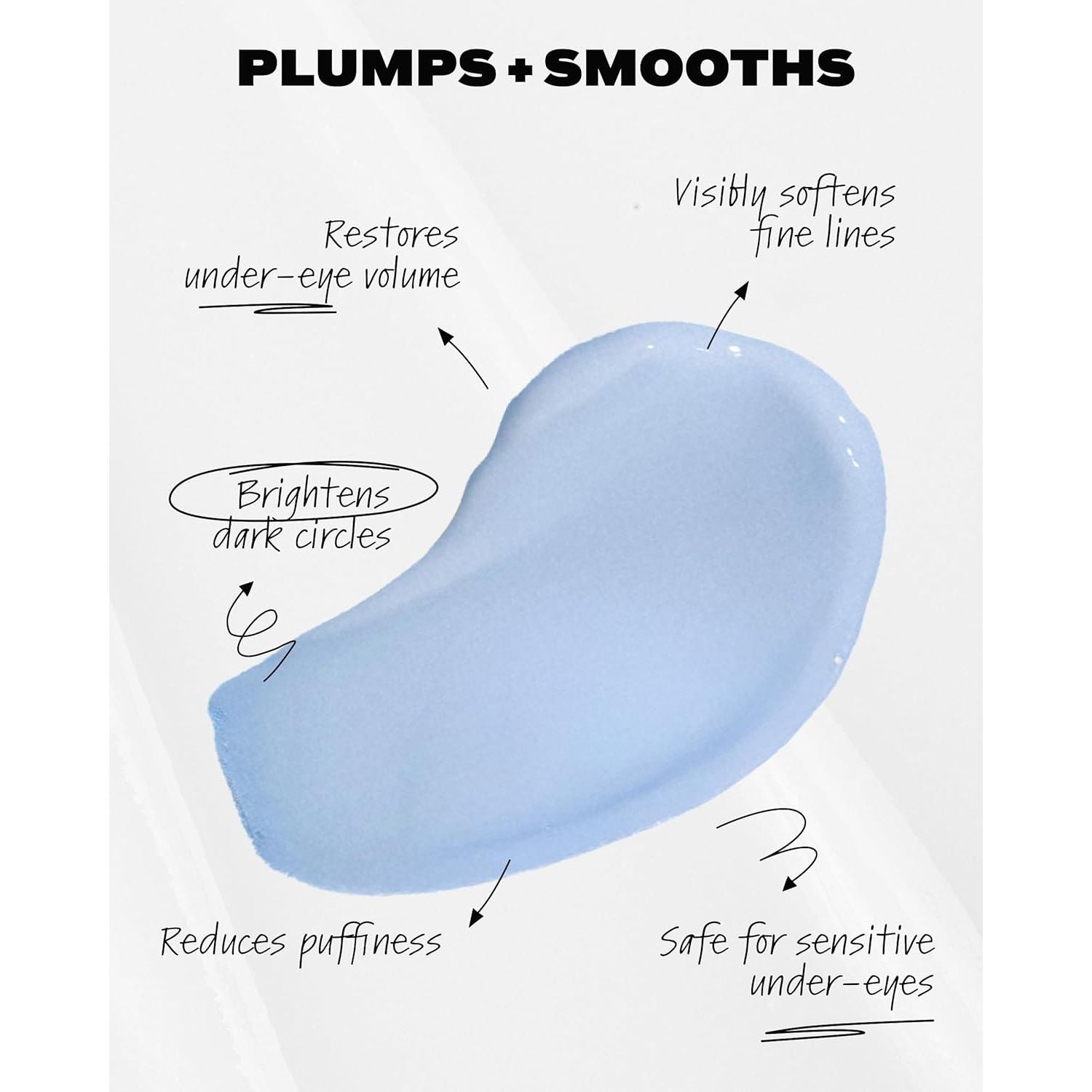 Snail Mucin Eye Cream, Korean Skincare for Dark Circles, Puffy Eyes, Fine Lines & Dehydrated Skin, Firming, Brightening and Plumping Treatment with Volufiline* & Caffeine, 0.51 Oz