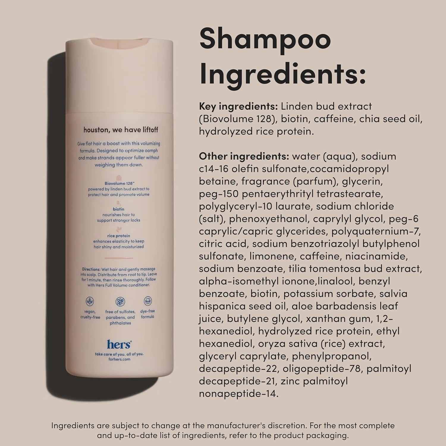 Hers Full Volume Shampoo & Conditioner Set – 2 x 190ml | Boosts Volume & Strengthens Fine Hair