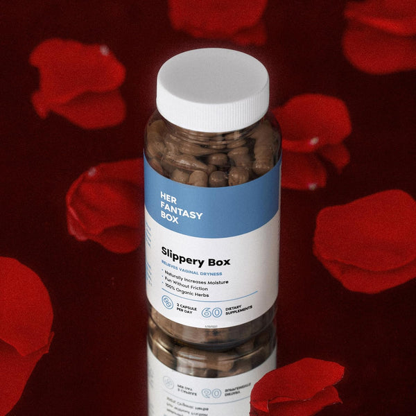 Her Fantasy Box Slippery Box – 60 Capsules | Fast-Acting Relief for Vaginal Dryness